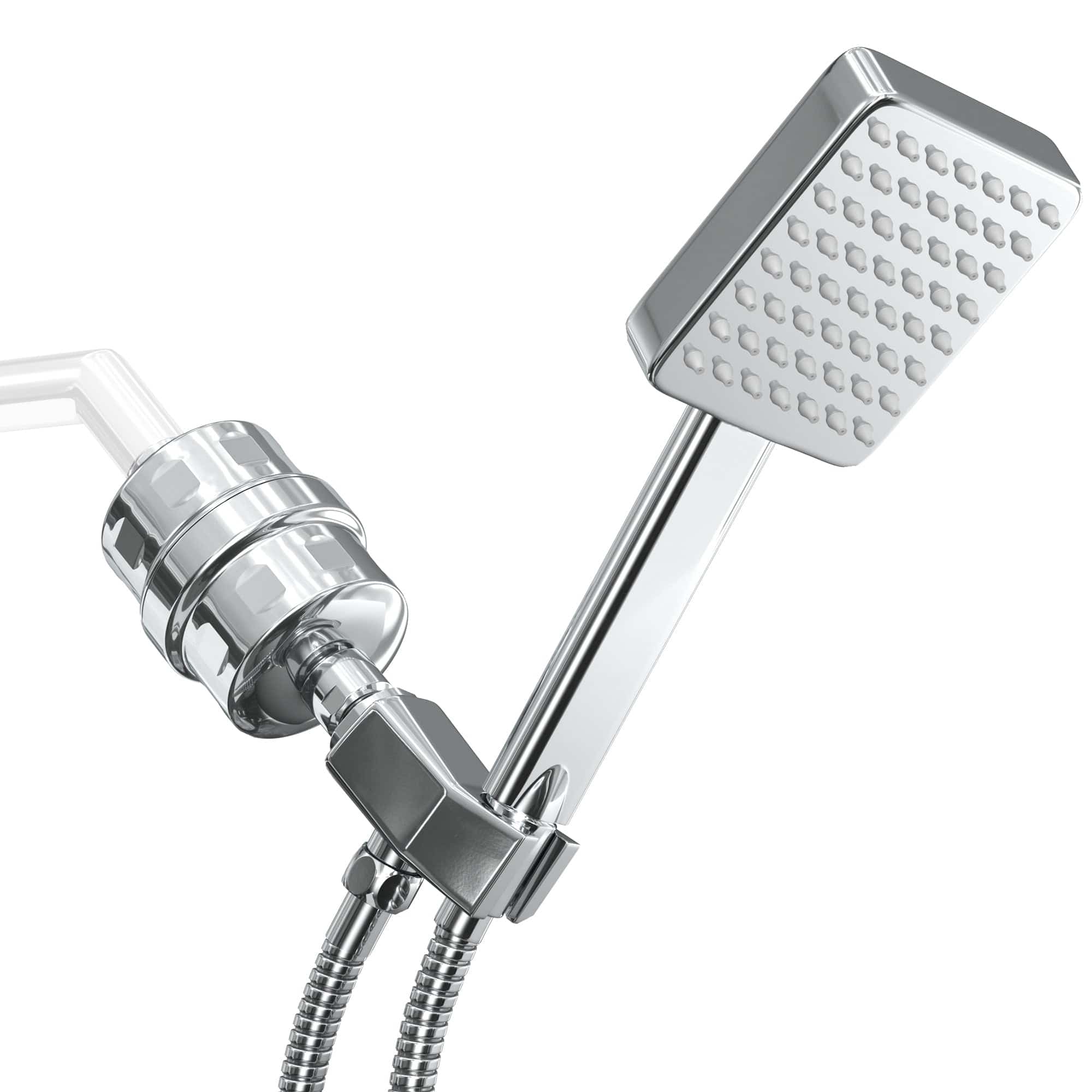 1-Spray Square Handheld Shower Head Set with Shower Head Filter