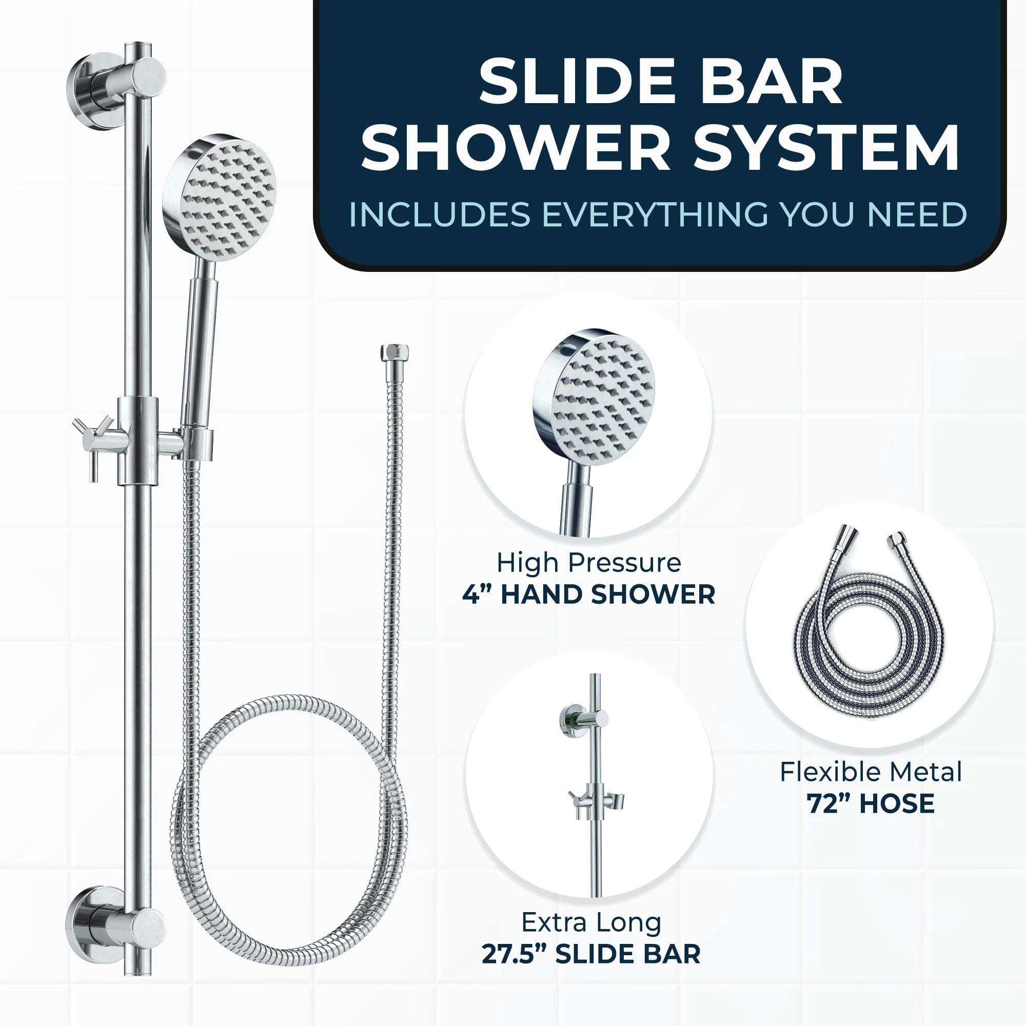 Slide Bar with Handheld Shower Head Set