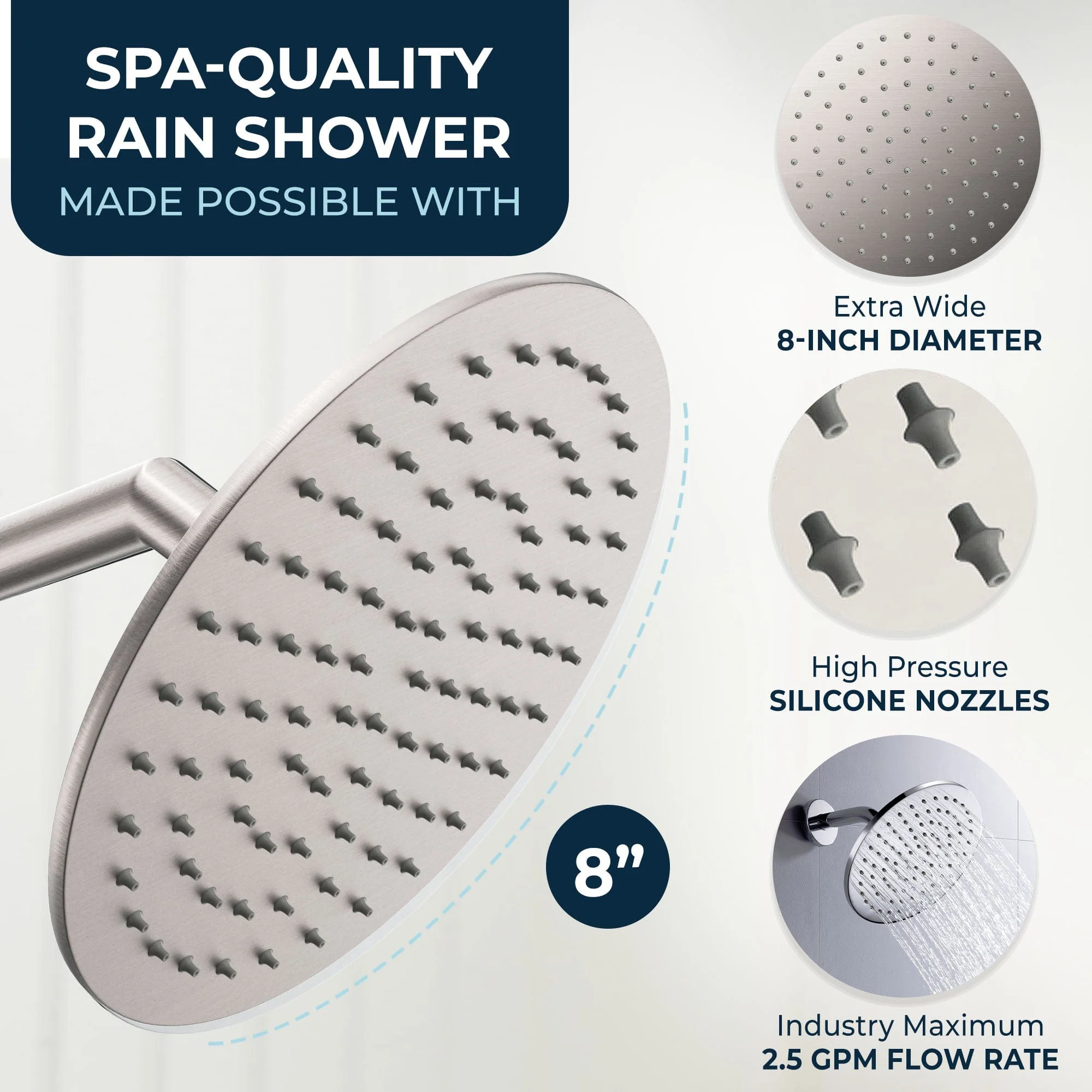 8 Inch Rain Shower Head with Shower Head Filter
