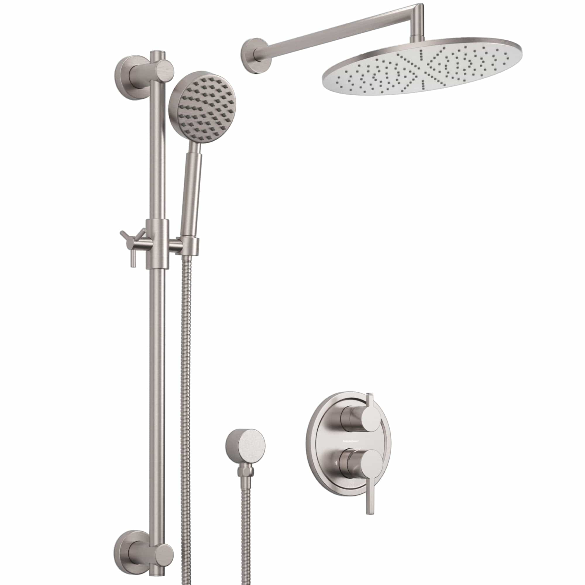 2-Handle Valve and Trim Shower System with Dual Shower Head