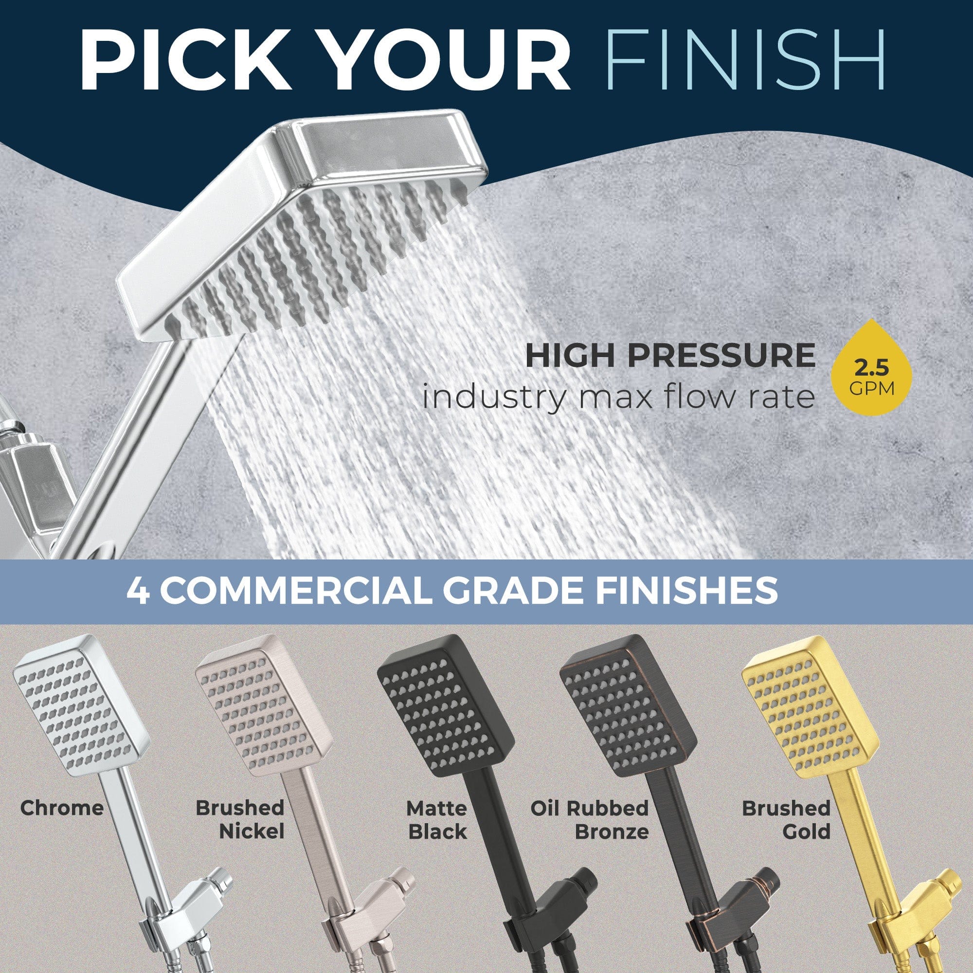 1- Spray Square Handheld Shower Set