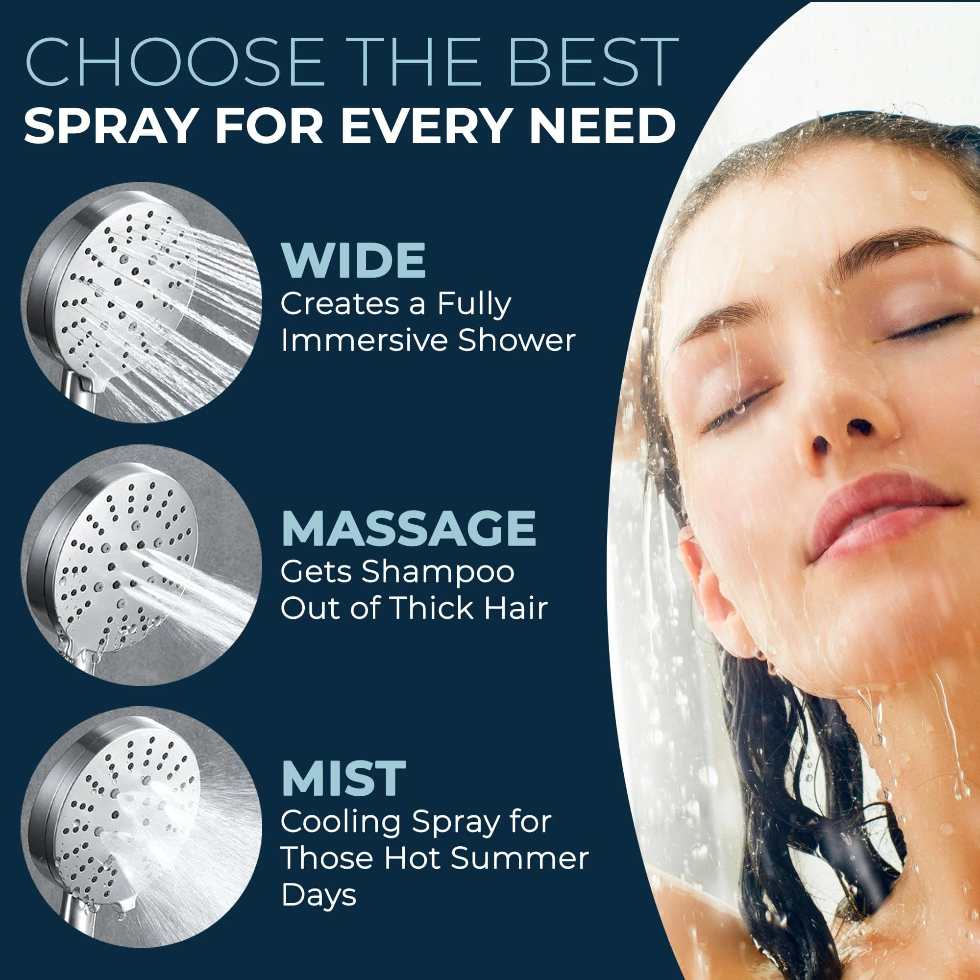 3-Spray Handheld Shower Head Set