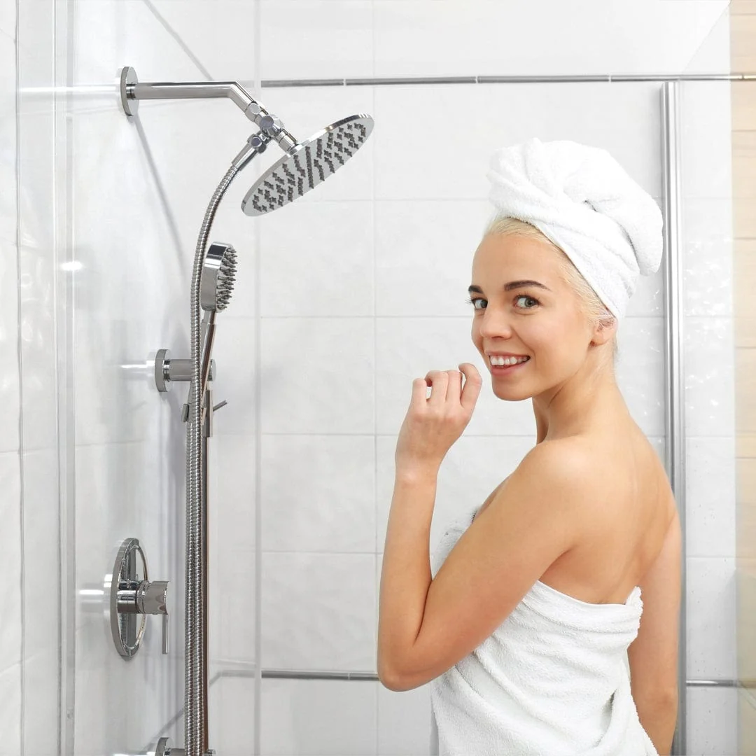 1-Handle Valve and Trim Shower System with Dual Shower Head and Slide Bar