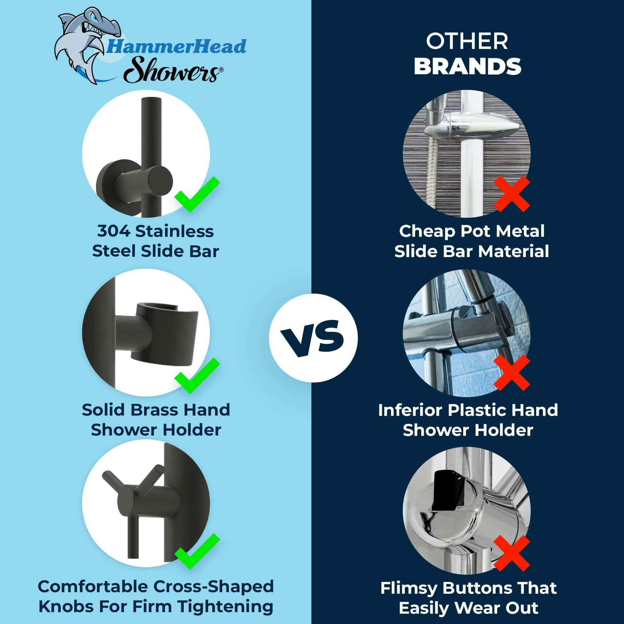 3-Spray Hand Held Shower Head Set with Slide Bar