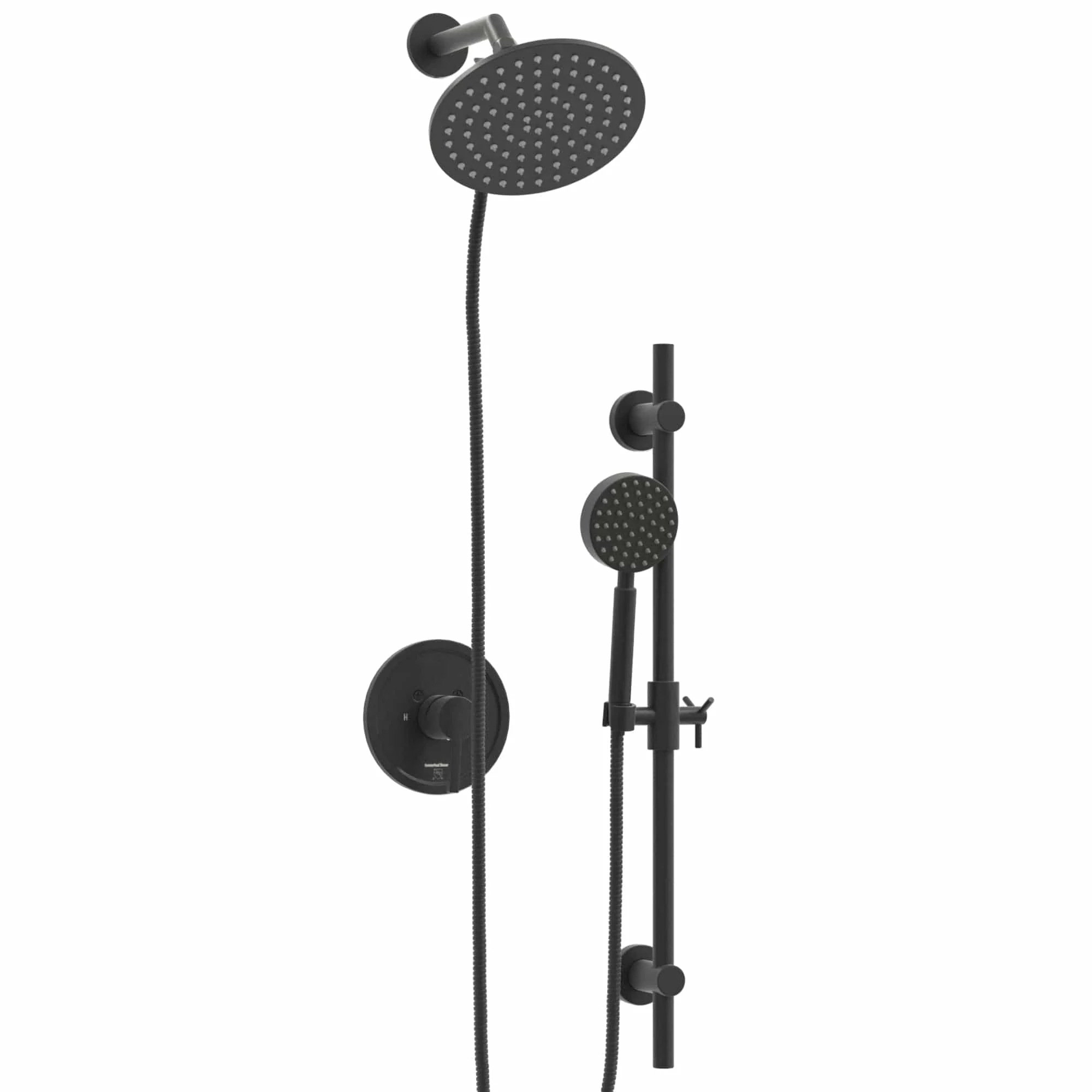 1-Handle Valve and Trim Shower System with Dual Shower Head and Slide Bar