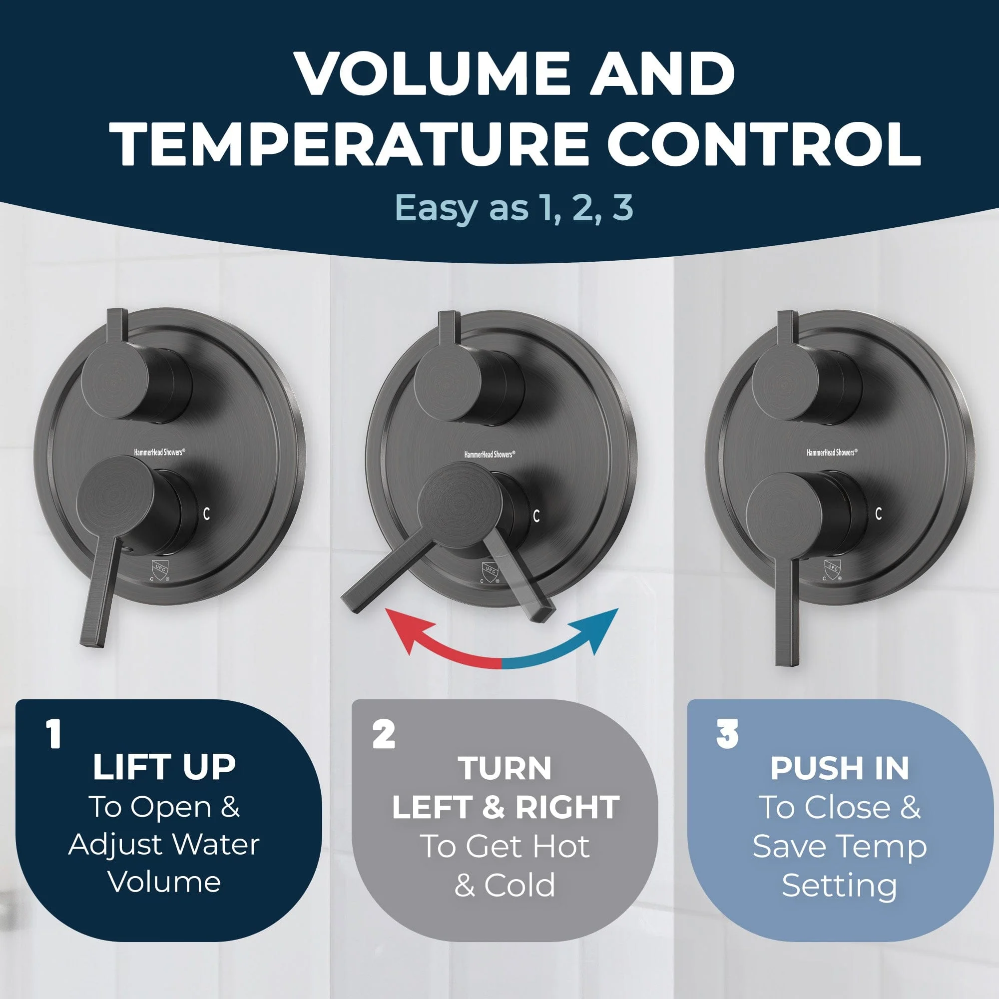 2-Handle Valve and Trim with Built-In Diverter