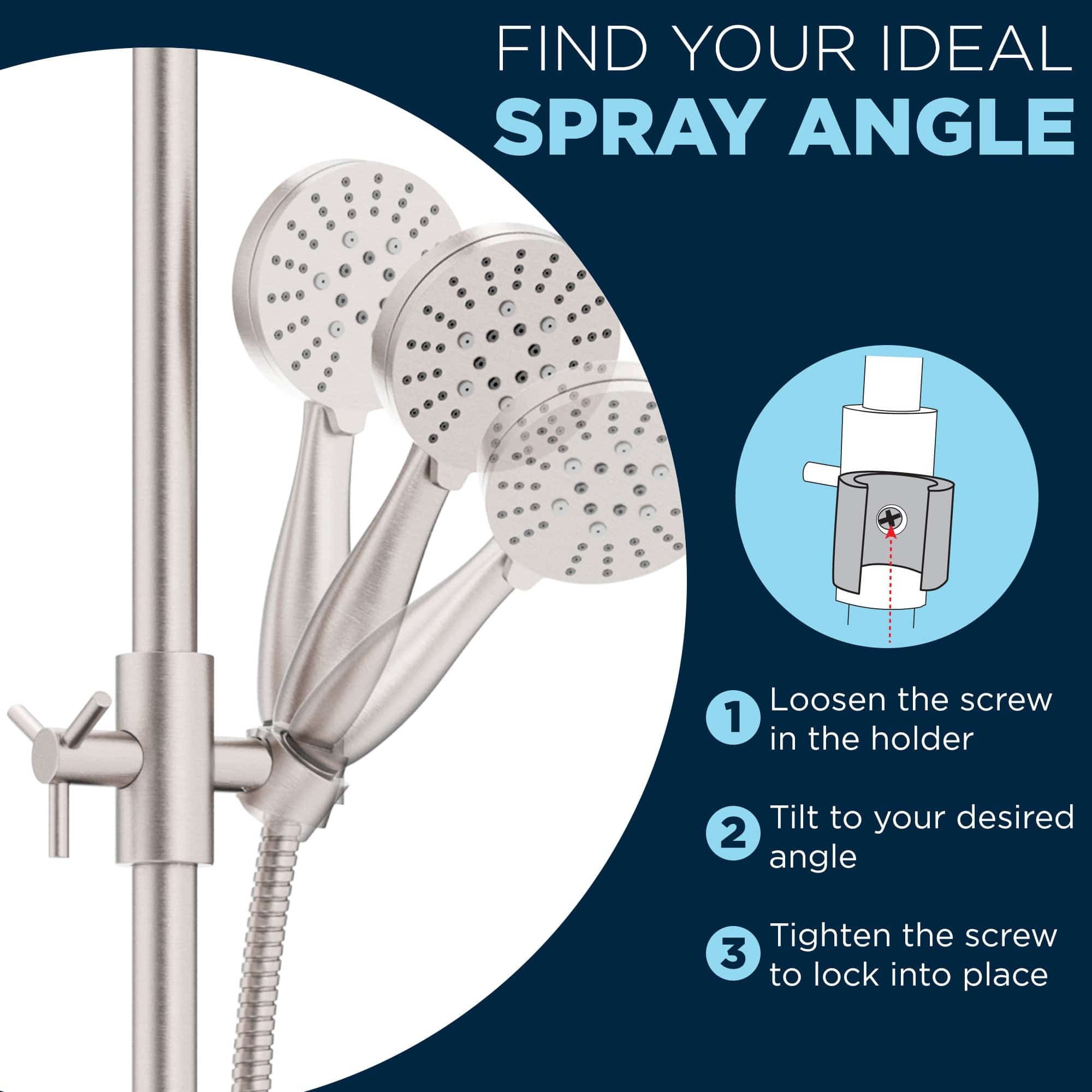 3-Spray Hand Held Shower Head Set with Slide Bar