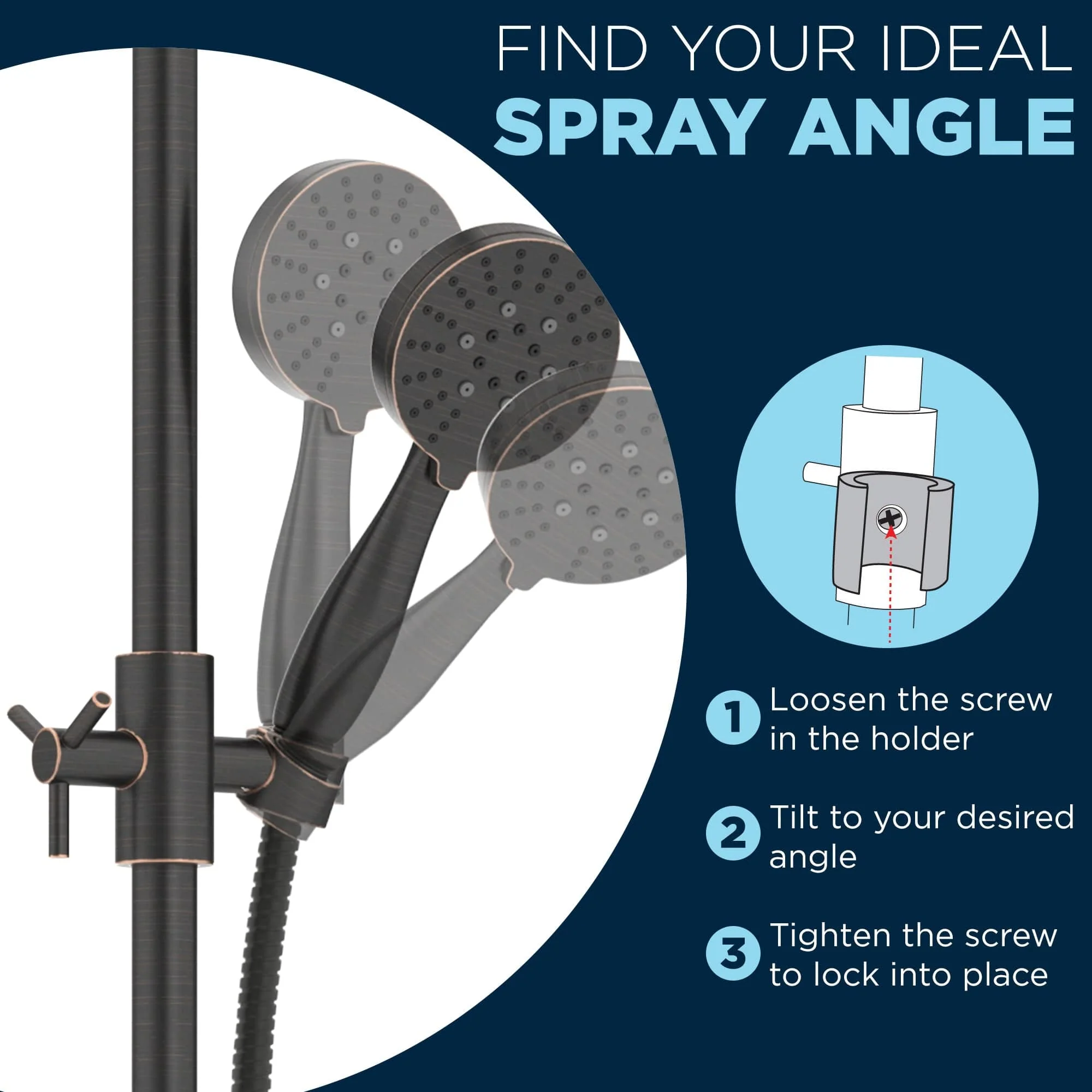 3-Spray Hand Held Shower Head Set with Slide Bar