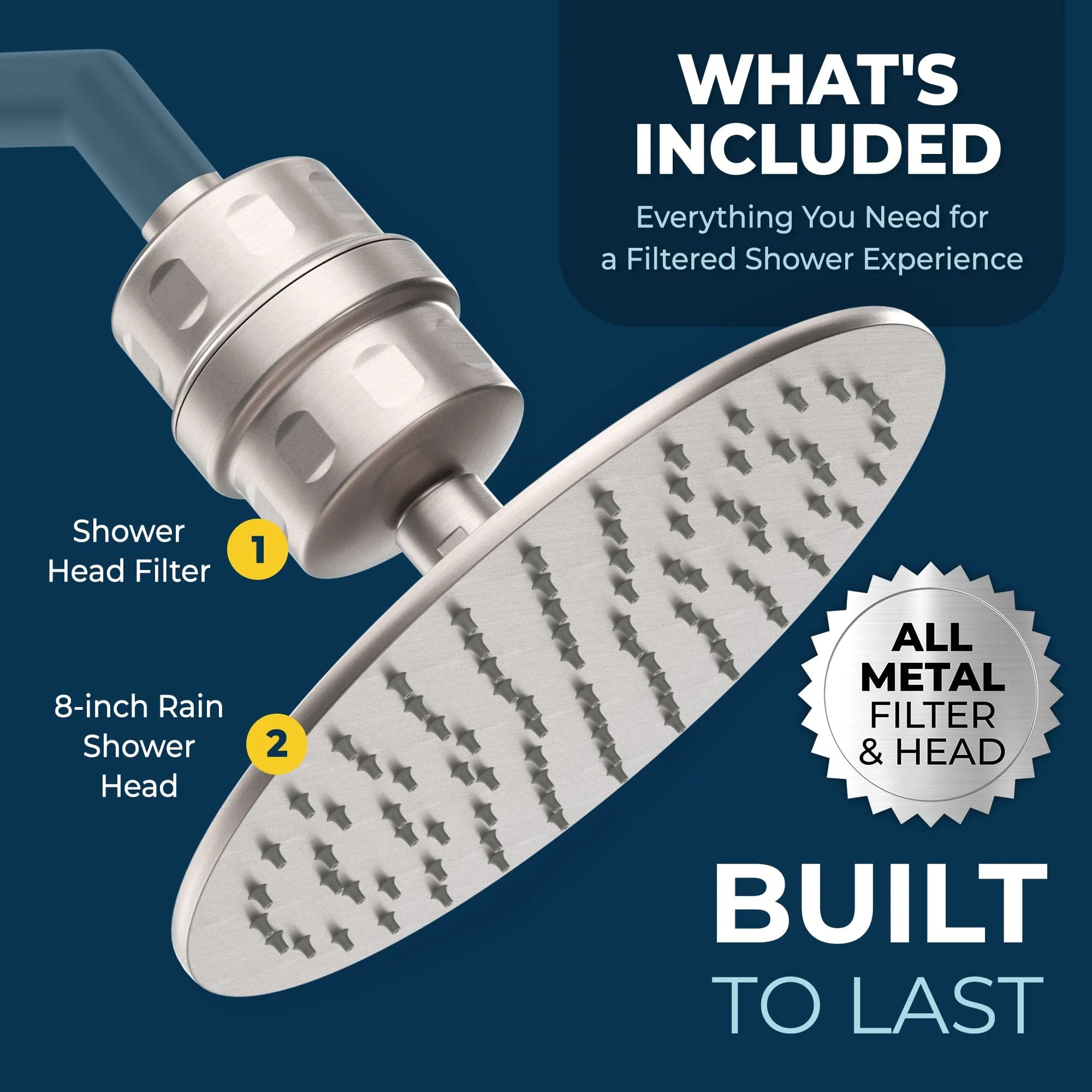 8 Inch Rain Shower Head with Shower Head Filter