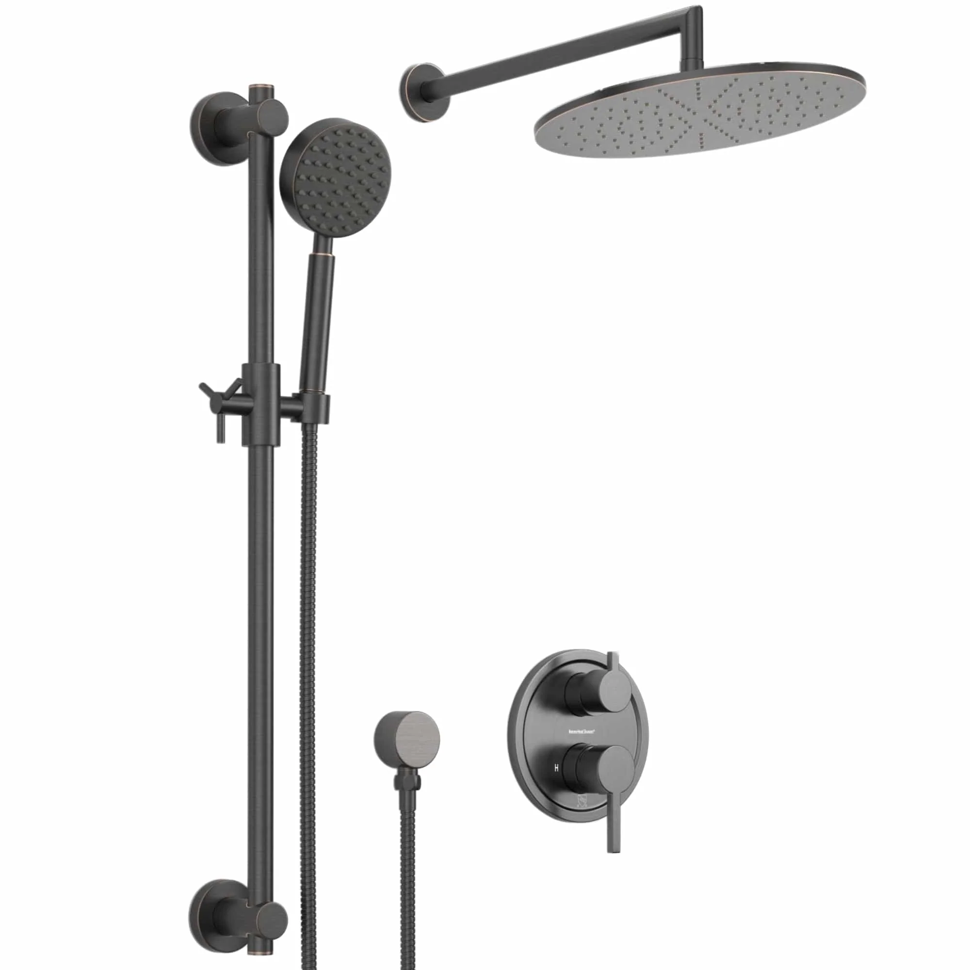2-Handle Valve and Trim Shower System with Dual Shower Head