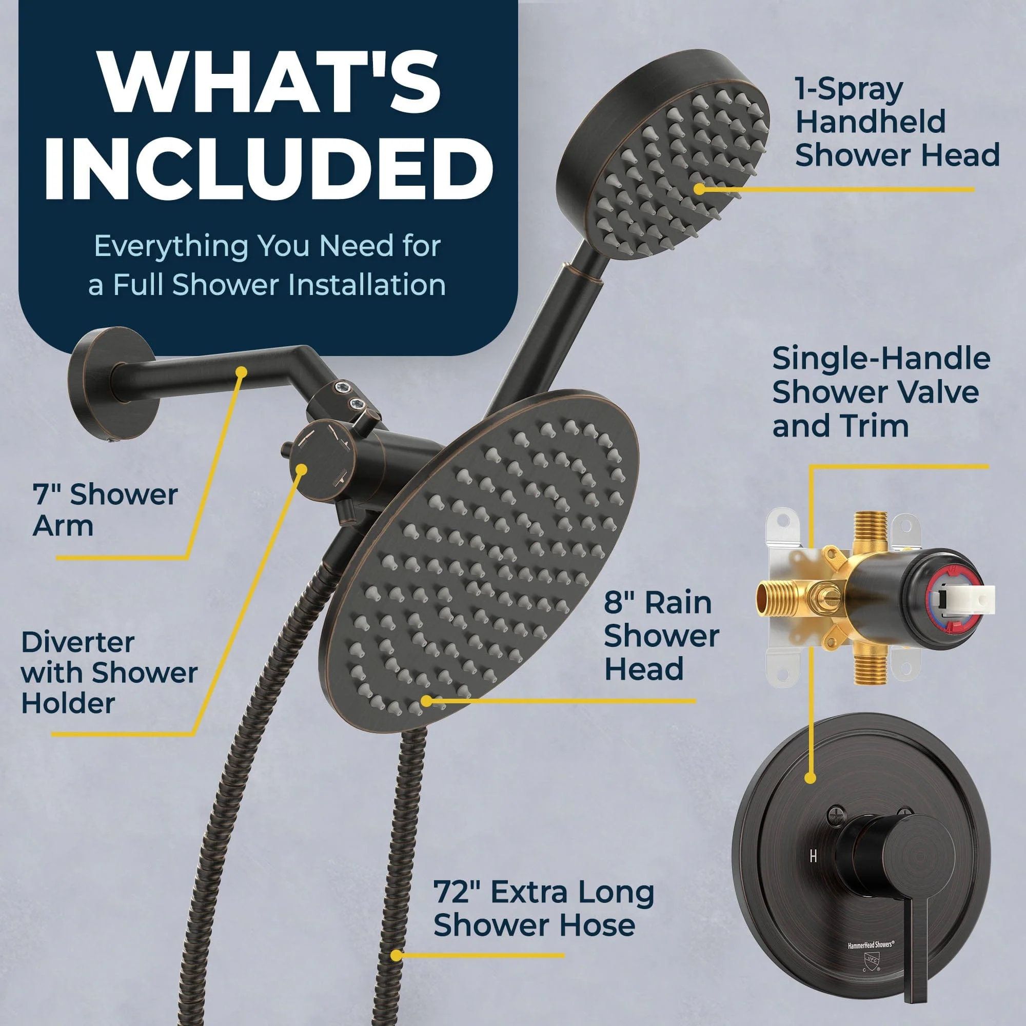 1-Handle Valve and Trim Shower System wtih Dual Shower Head