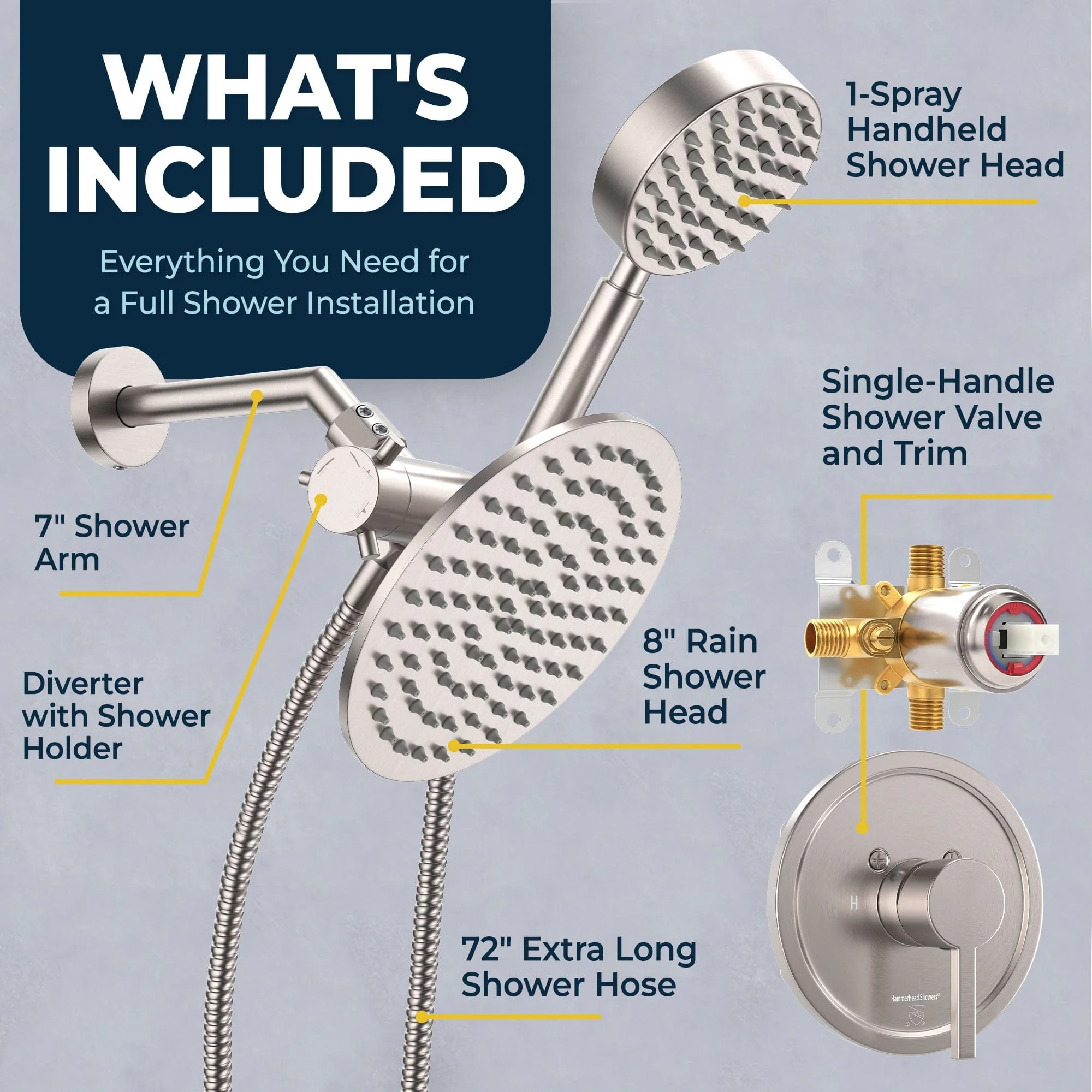 1-Handle Valve and Trim Shower System wtih Dual Shower Head