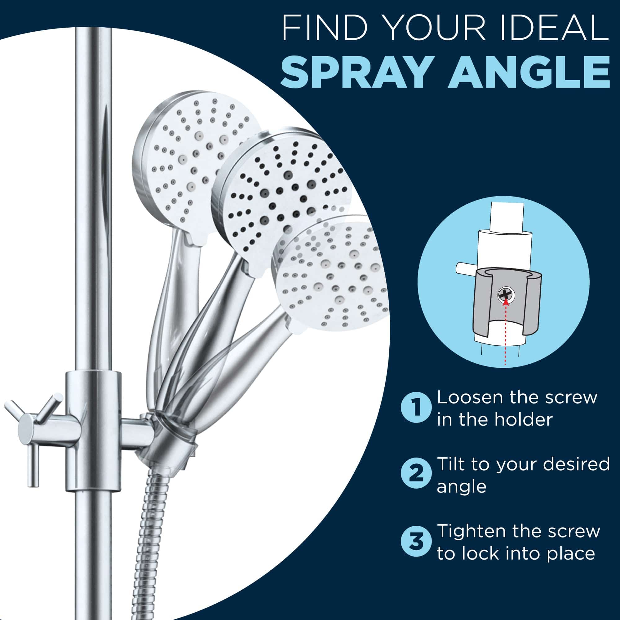 3-Spray Hand Held Shower Head Set with Slide Bar