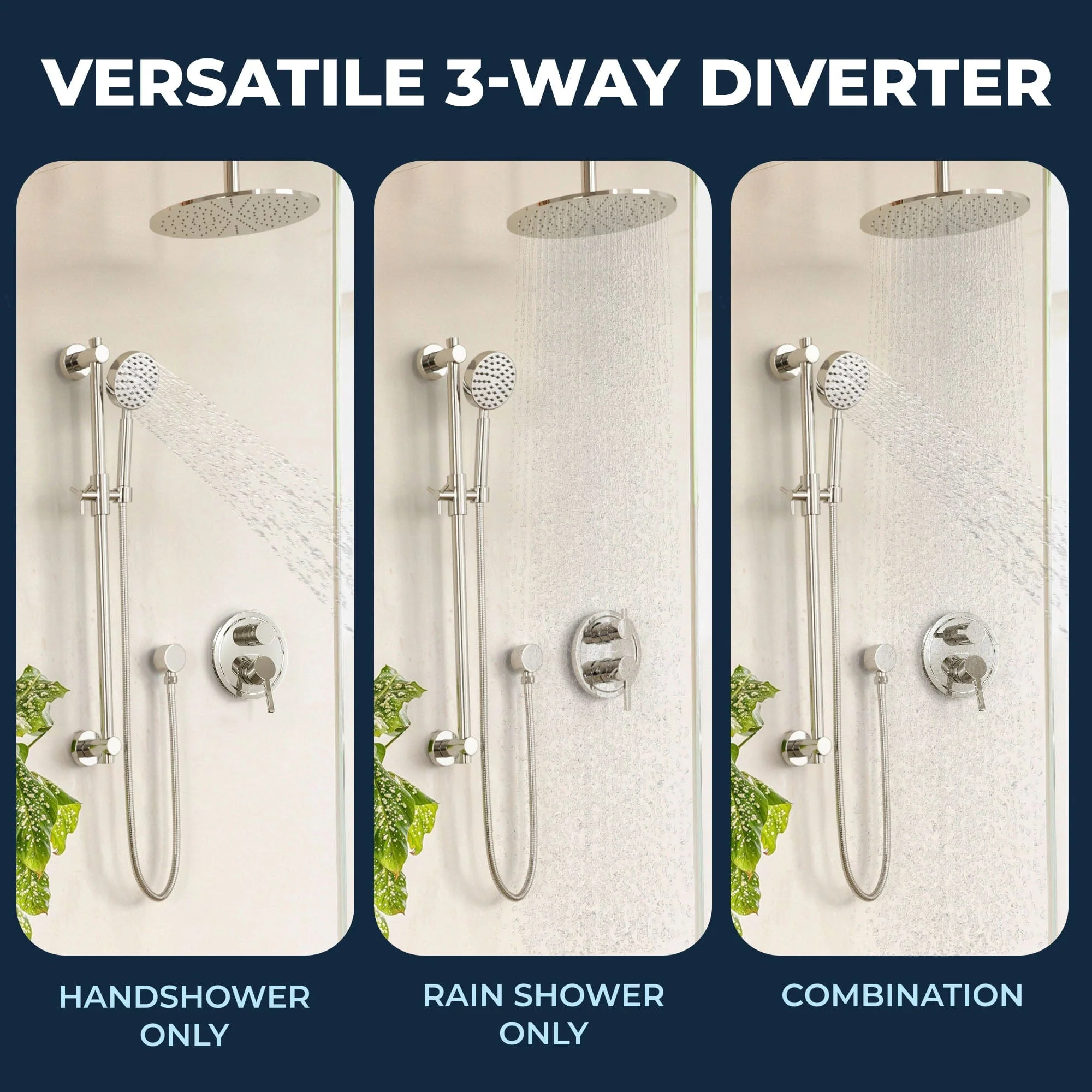 2-Handle Valve and Trim with Built-In Diverter