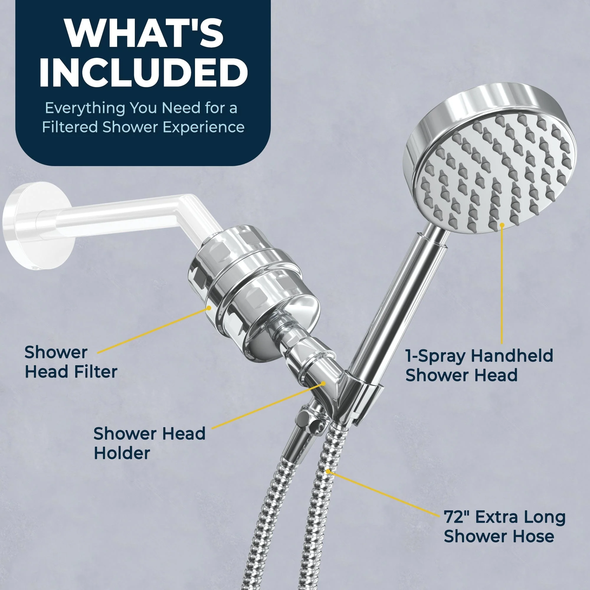 1-Spray Handheld Shower Head Set with Shower Head Filter