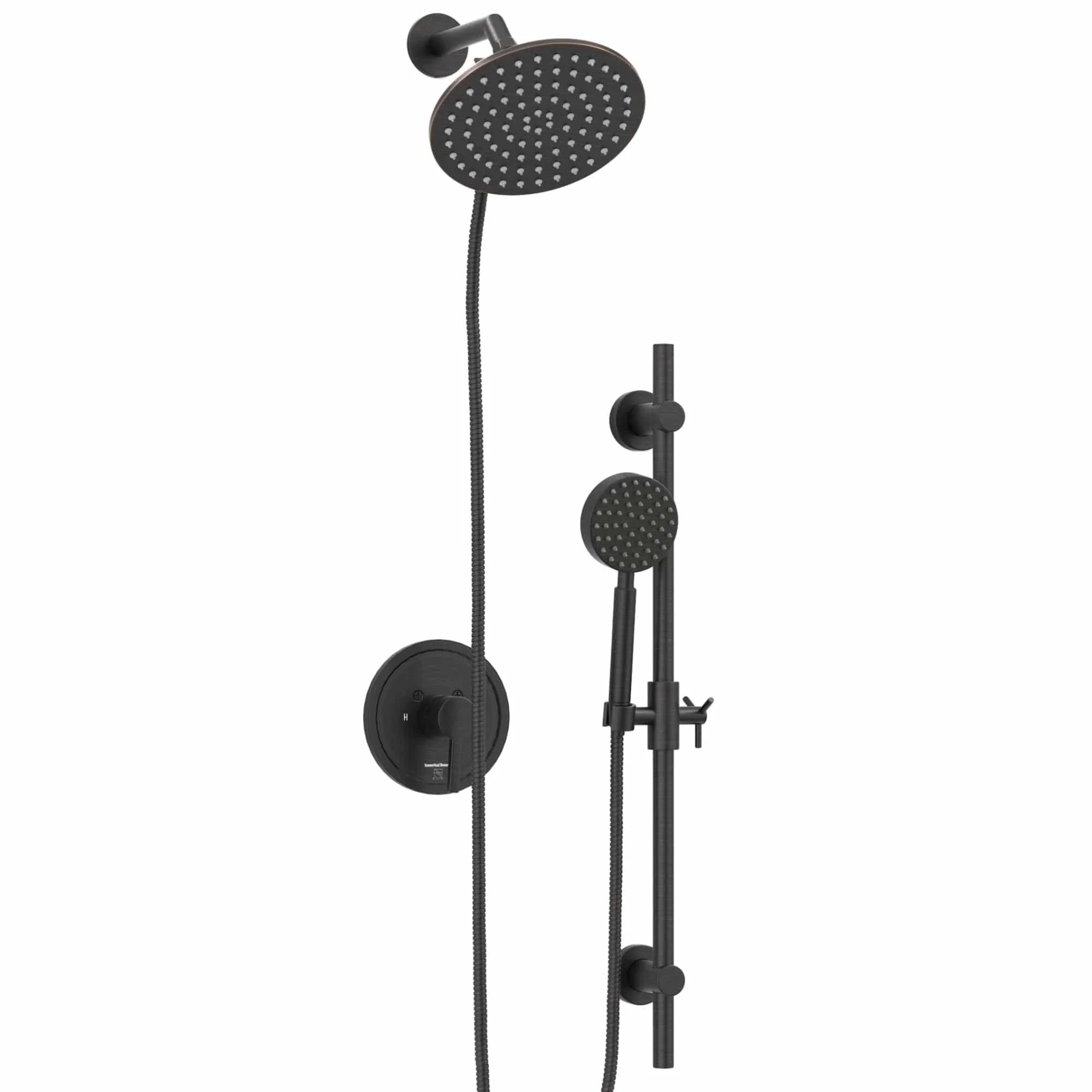 1-Handle Valve and Trim Shower System with Dual Shower Head and Slide Bar