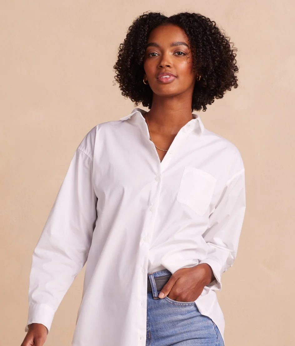 The Perfect Boyfriend Shirt - White Sand