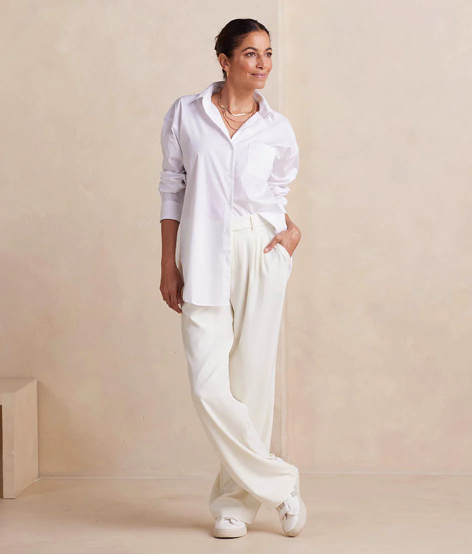 The Perfect Boyfriend Shirt - White Sand