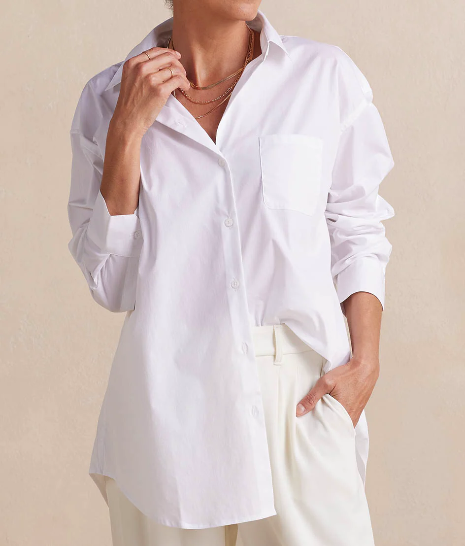 The Perfect Boyfriend Shirt - White Sand