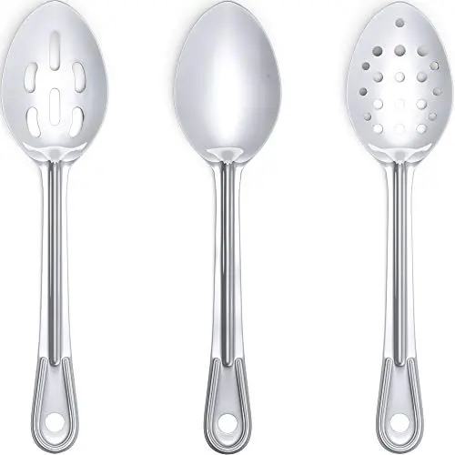11-inch Stainless Steel Serving Spoon Set, Slotted and Perforated, Professional Grade
