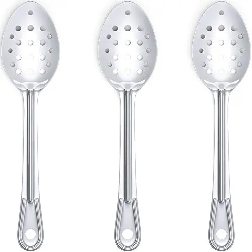 11-inch Stainless Steel Serving Spoon Set, Slotted and Perforated, Professional Grade