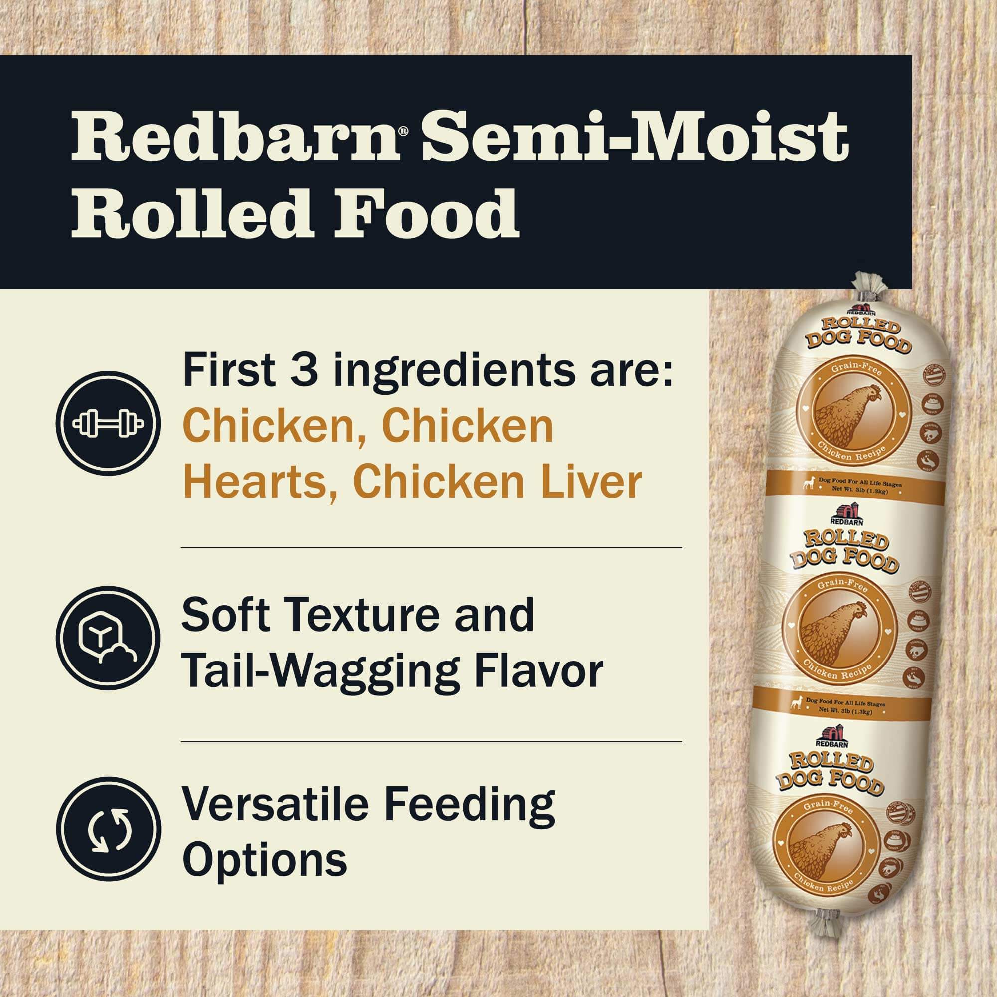 Semi-Moist Rolled Food Grain-Free Chicken Recipe