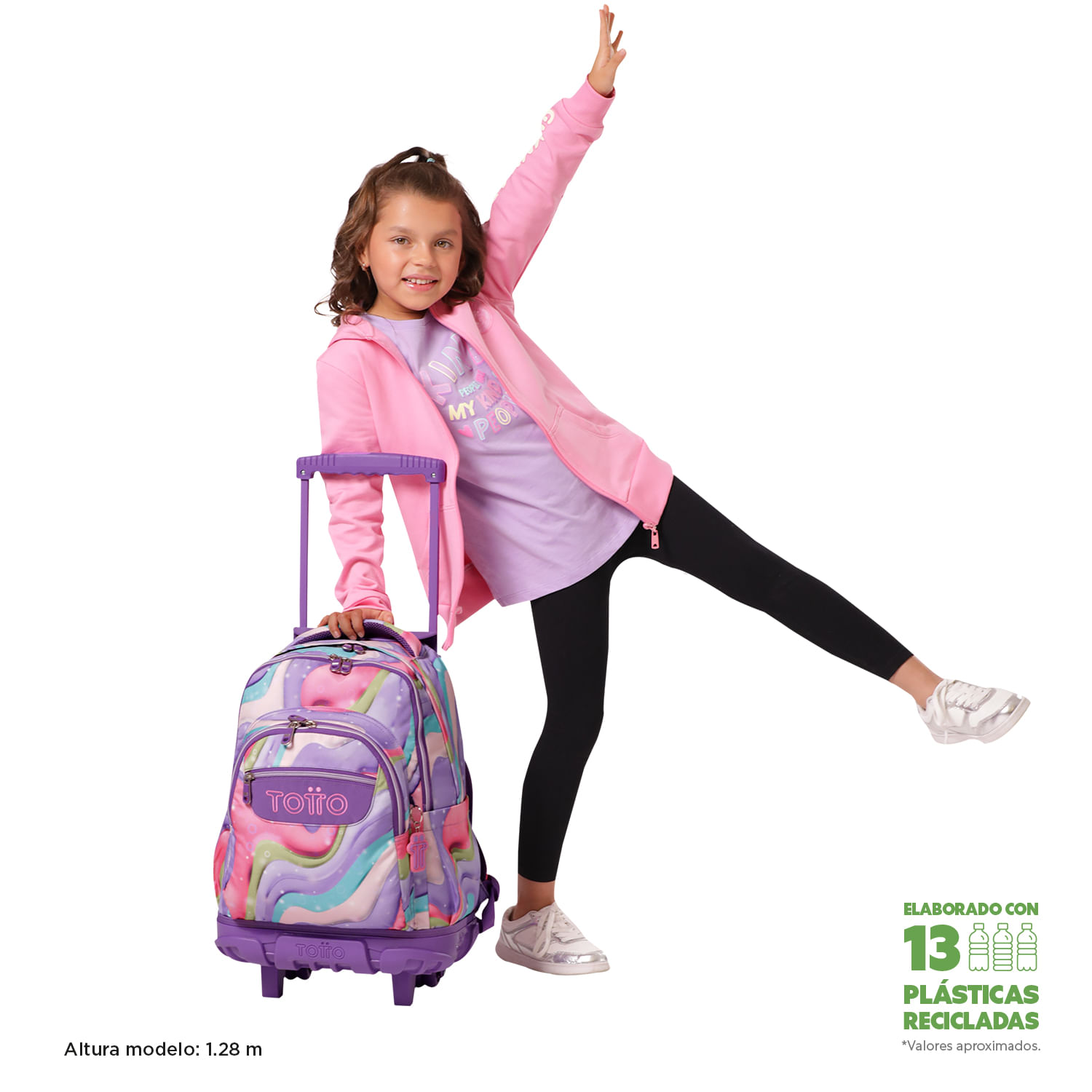 Morral Ruedas Niña Porta PC 15.4" Bomper Renglon Morado