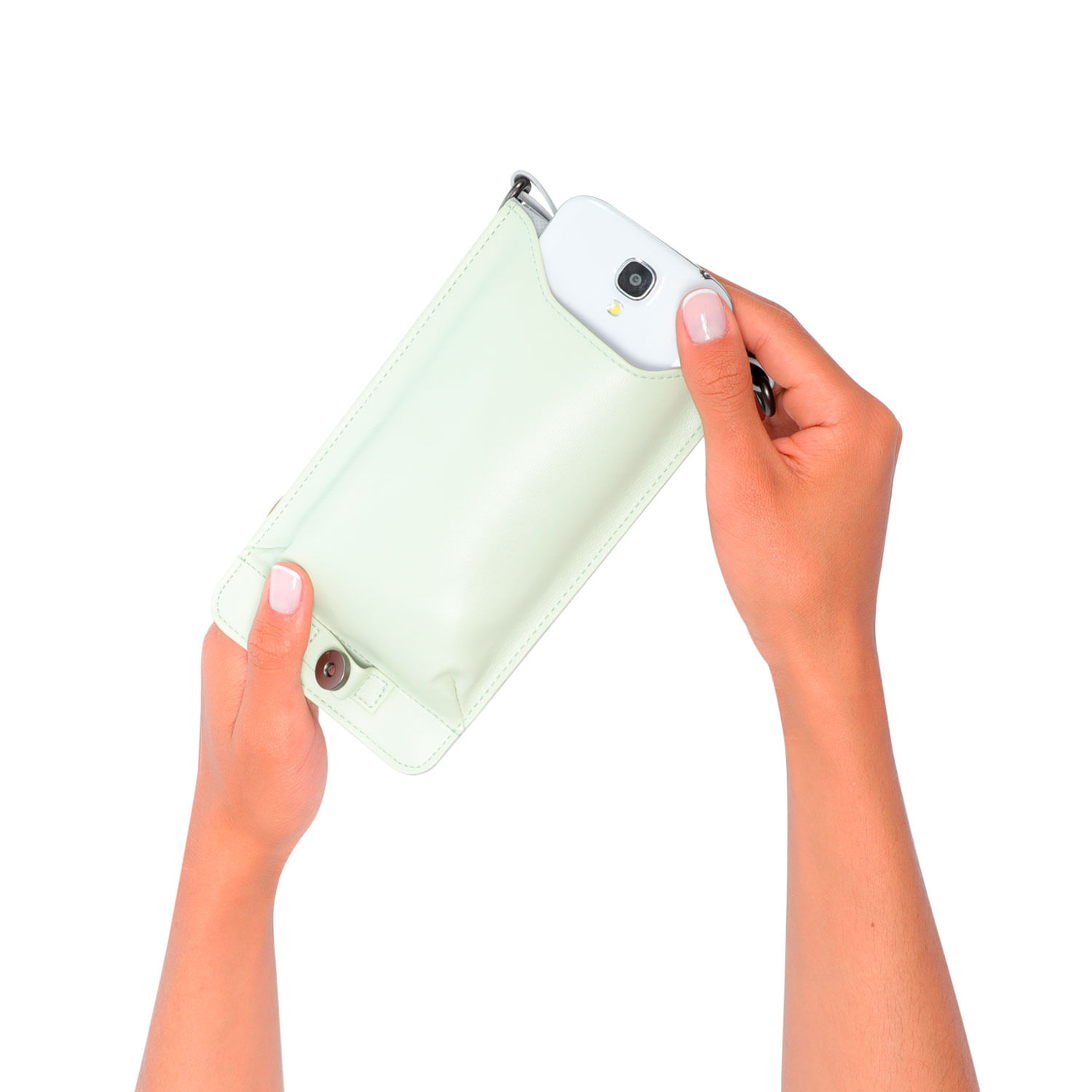 Porta Celular Style Mujer Gris grande