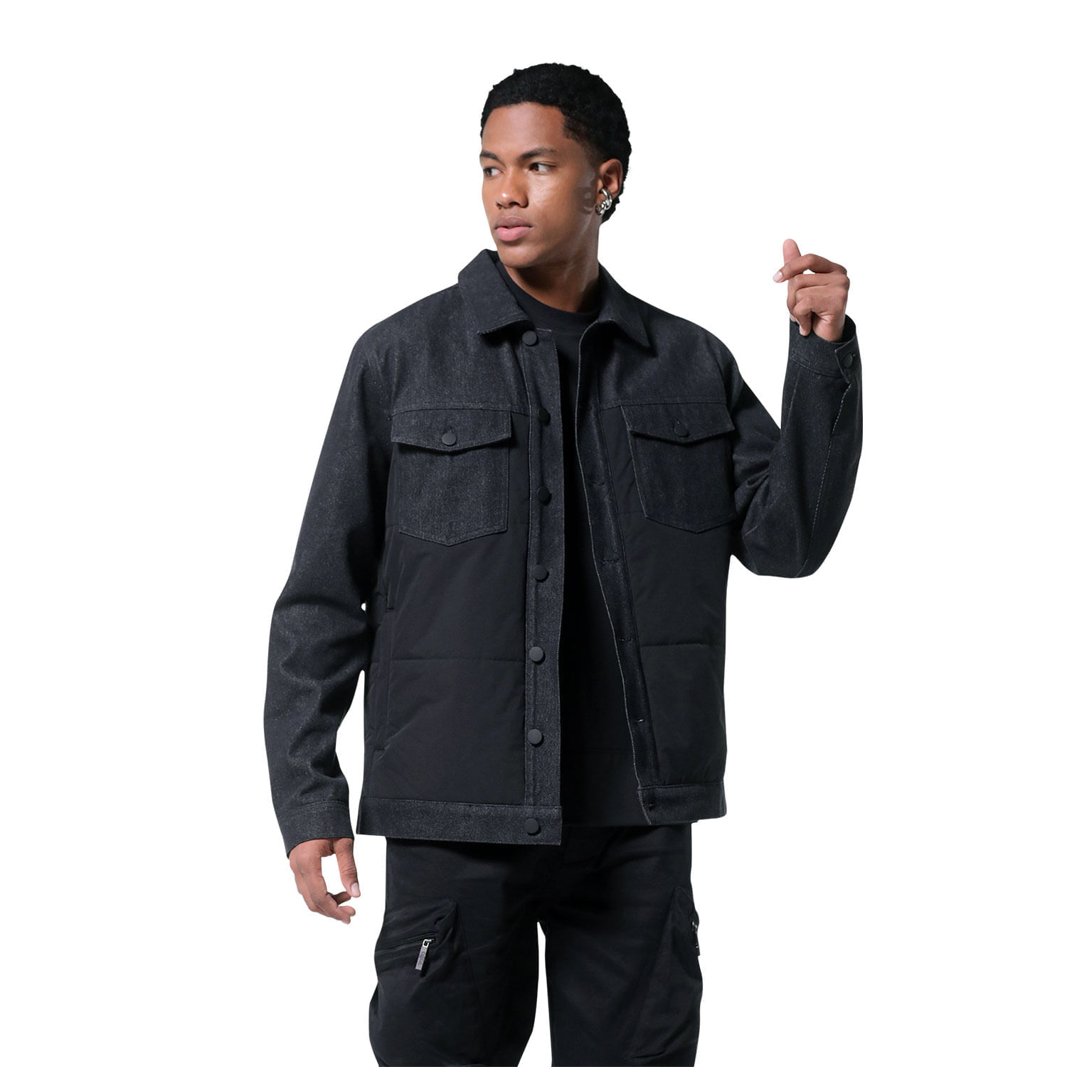Chaqueta para Hombre Denim Negra Xl Indonesia Acolchada