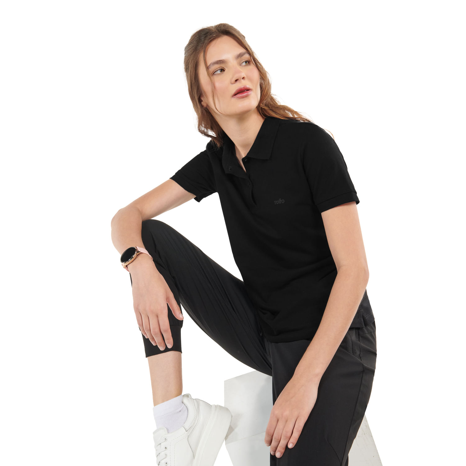 Camiseta tipo Polo mujer Magy negra XL