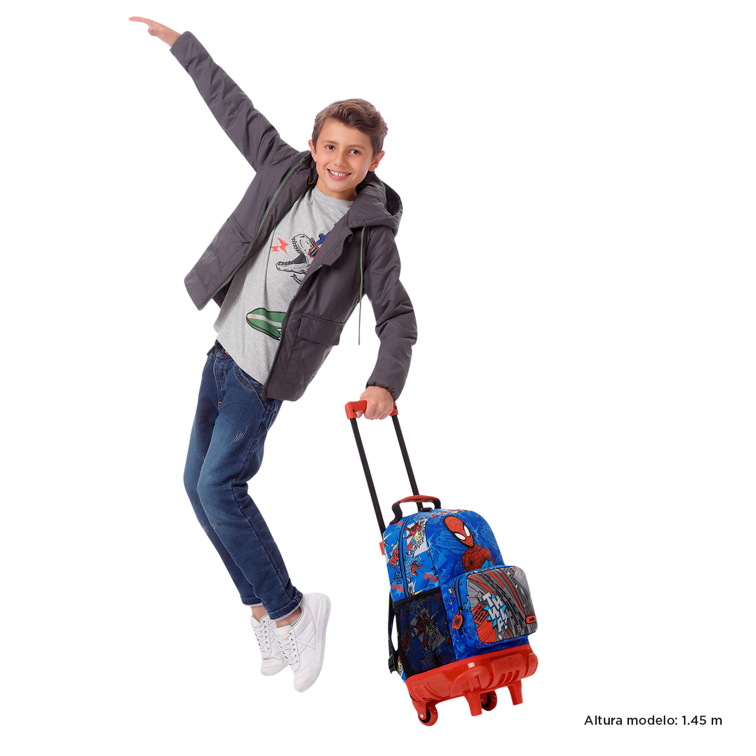Morral con ruedas Niño Spiderman Pop Mediano Azul
