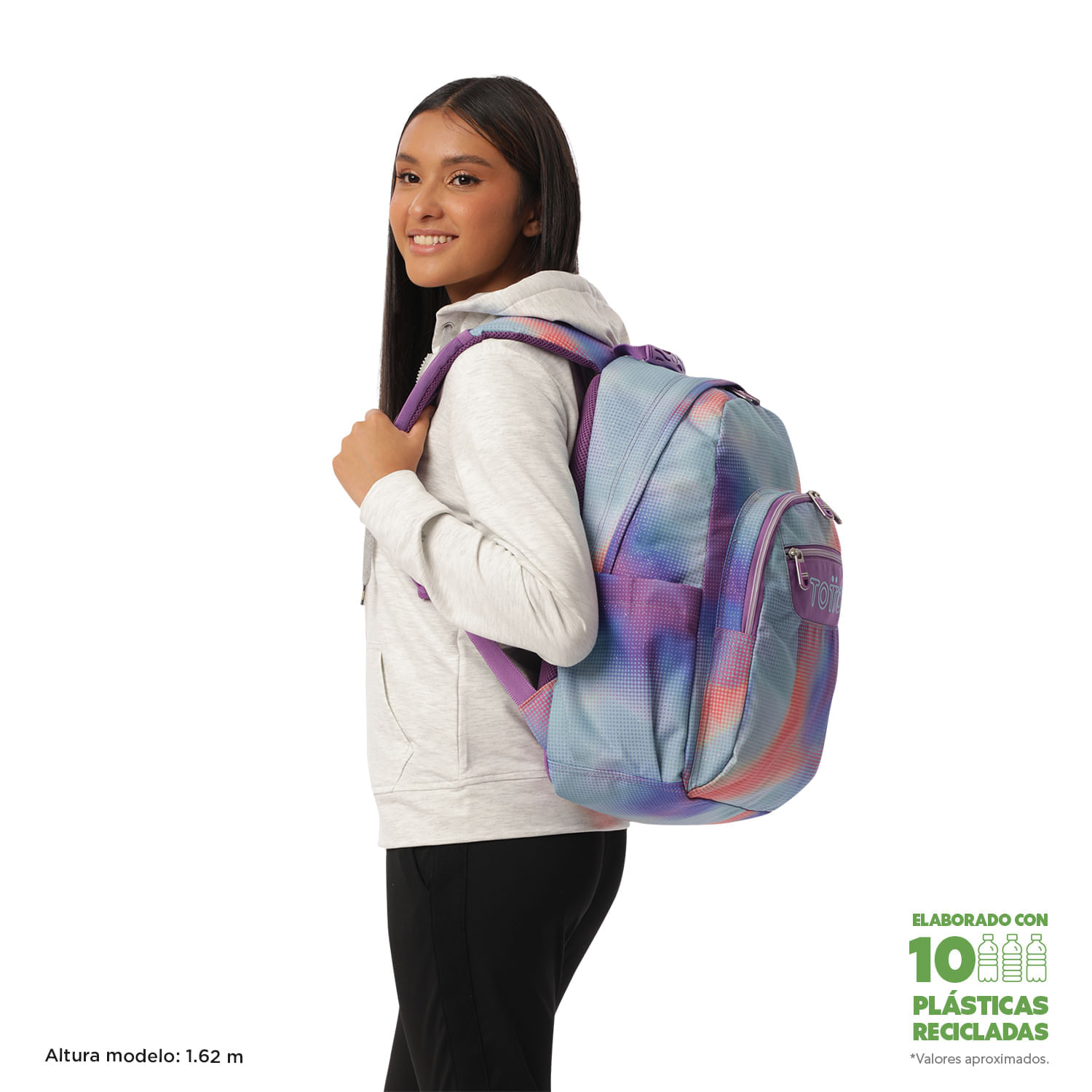 Maleta para colegio Acuarela Glitter Verde