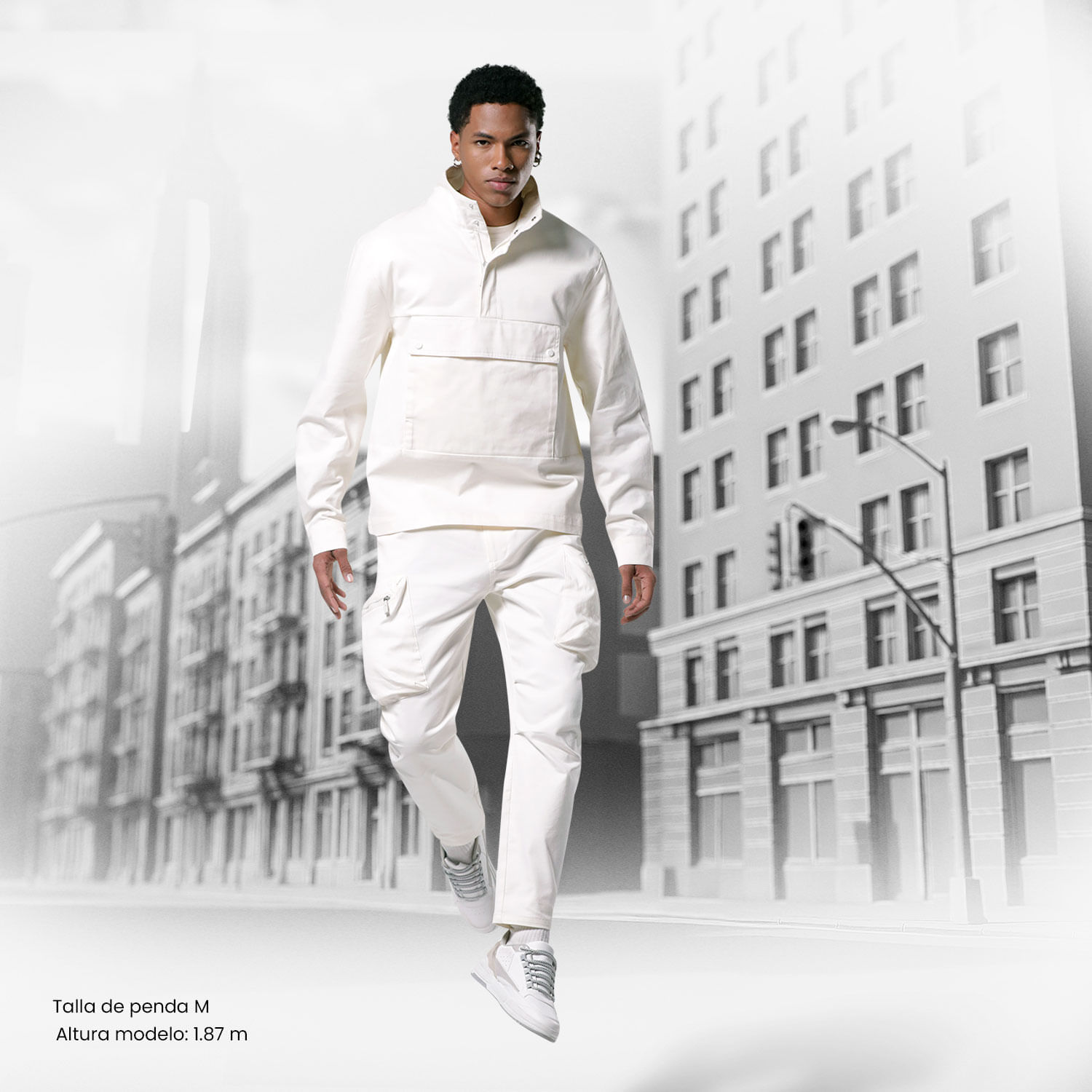 Chaqueta Pullover Trek Blanca Unisex Xl con Cuello Alto