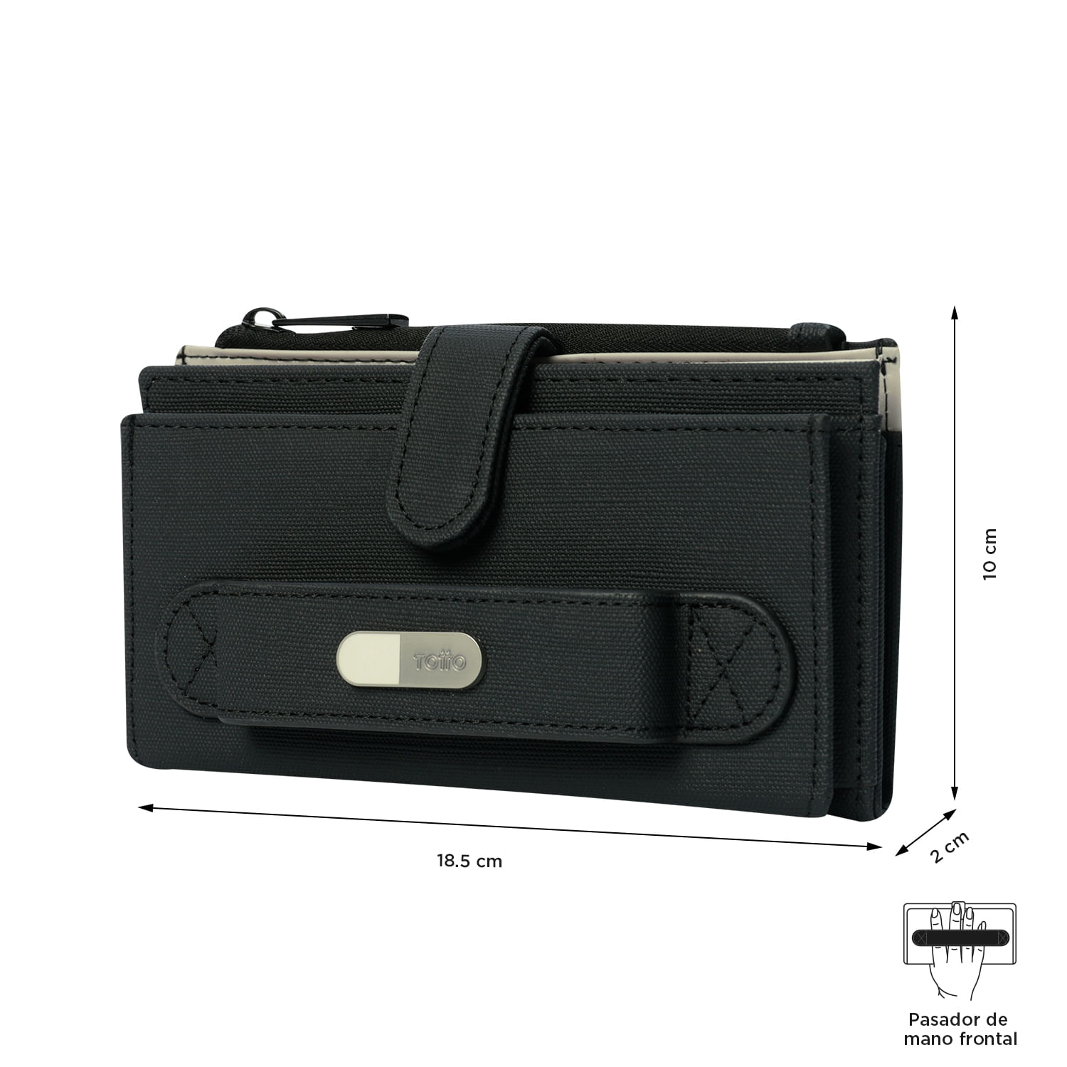 Billetera Dull L Con RFID Blocker Negra Mujer