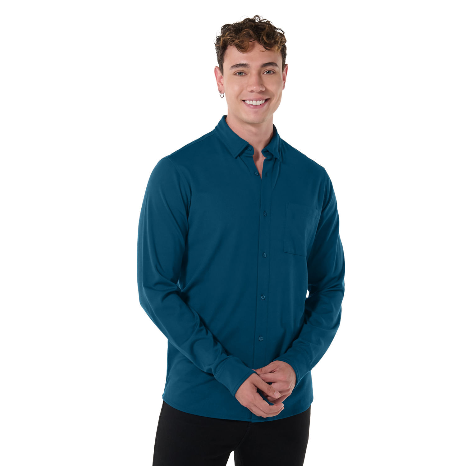 Camisa para Hombre Manga Larga Pardo Xxl Azul