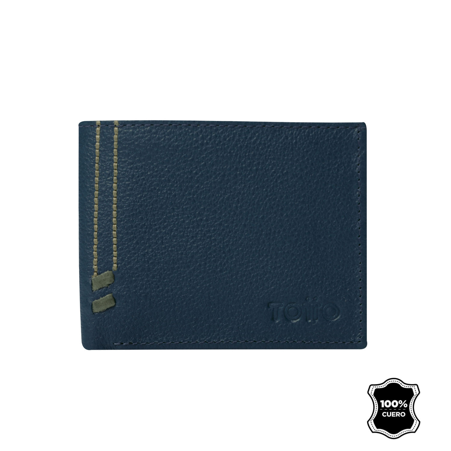Billetera De Cuero Maxi Azul Mediana Hombre