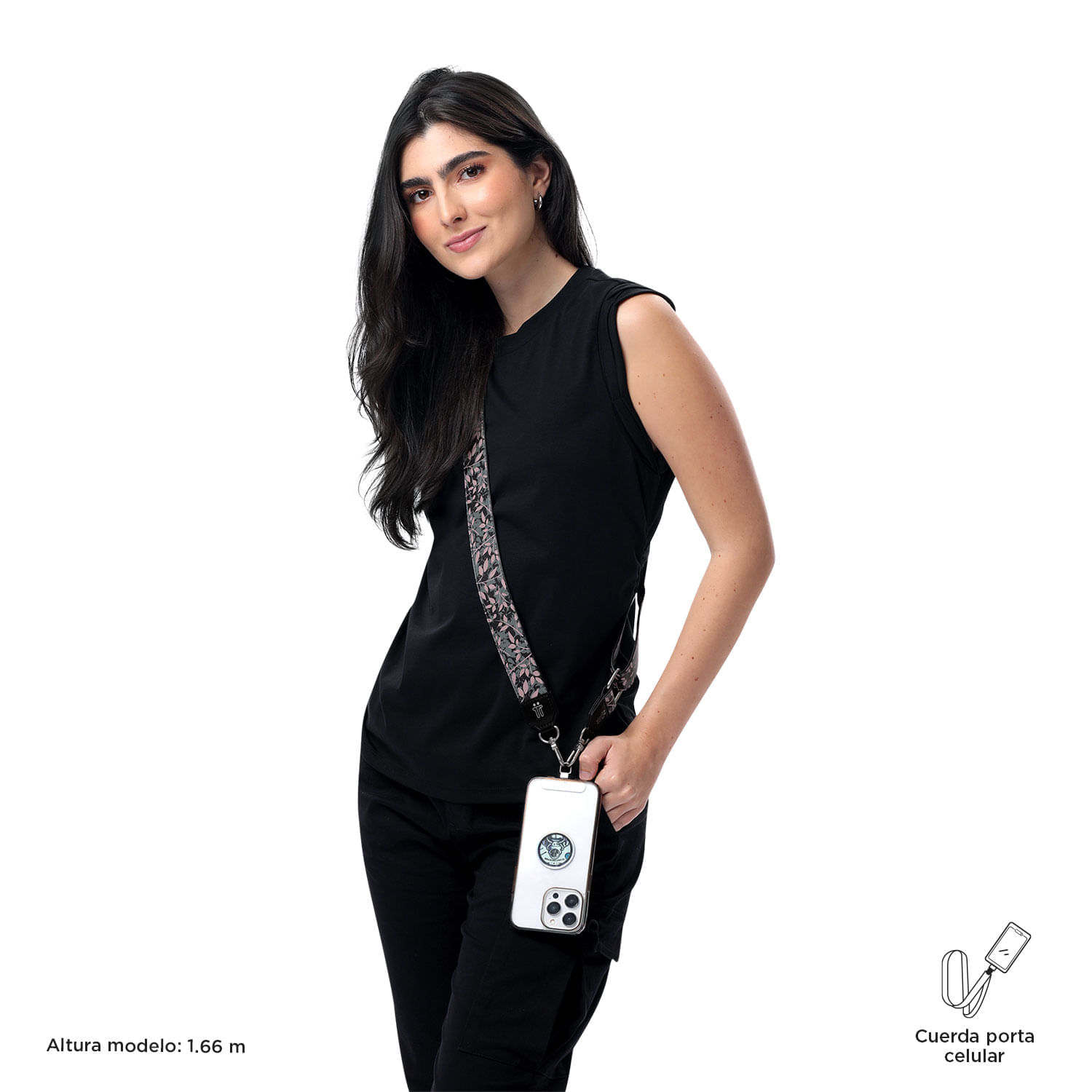 Correa para Celular Phone Negro Mujer
