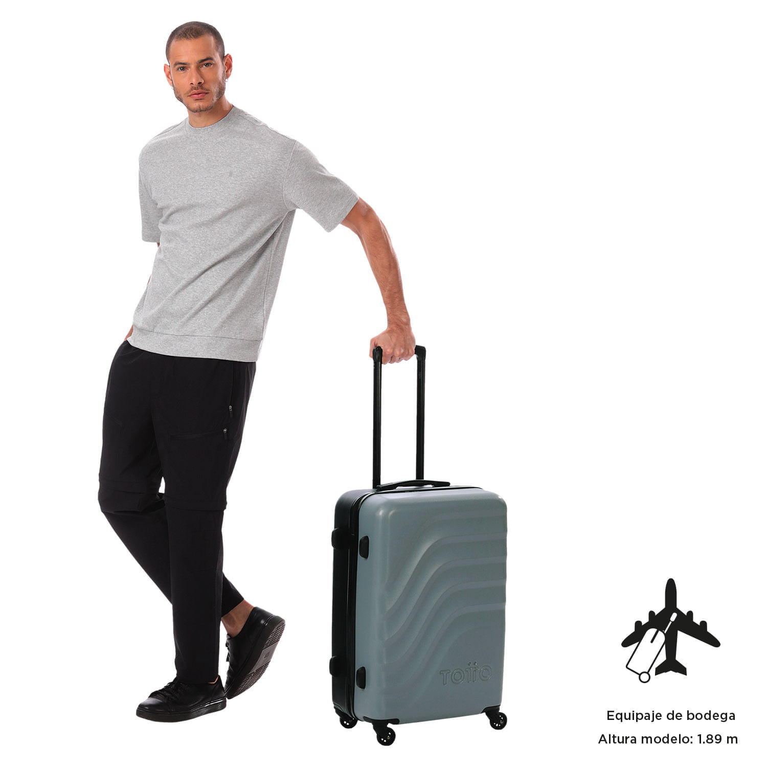 Maleta de Viaje Mediana 360 Bazy 23 kilos Gris