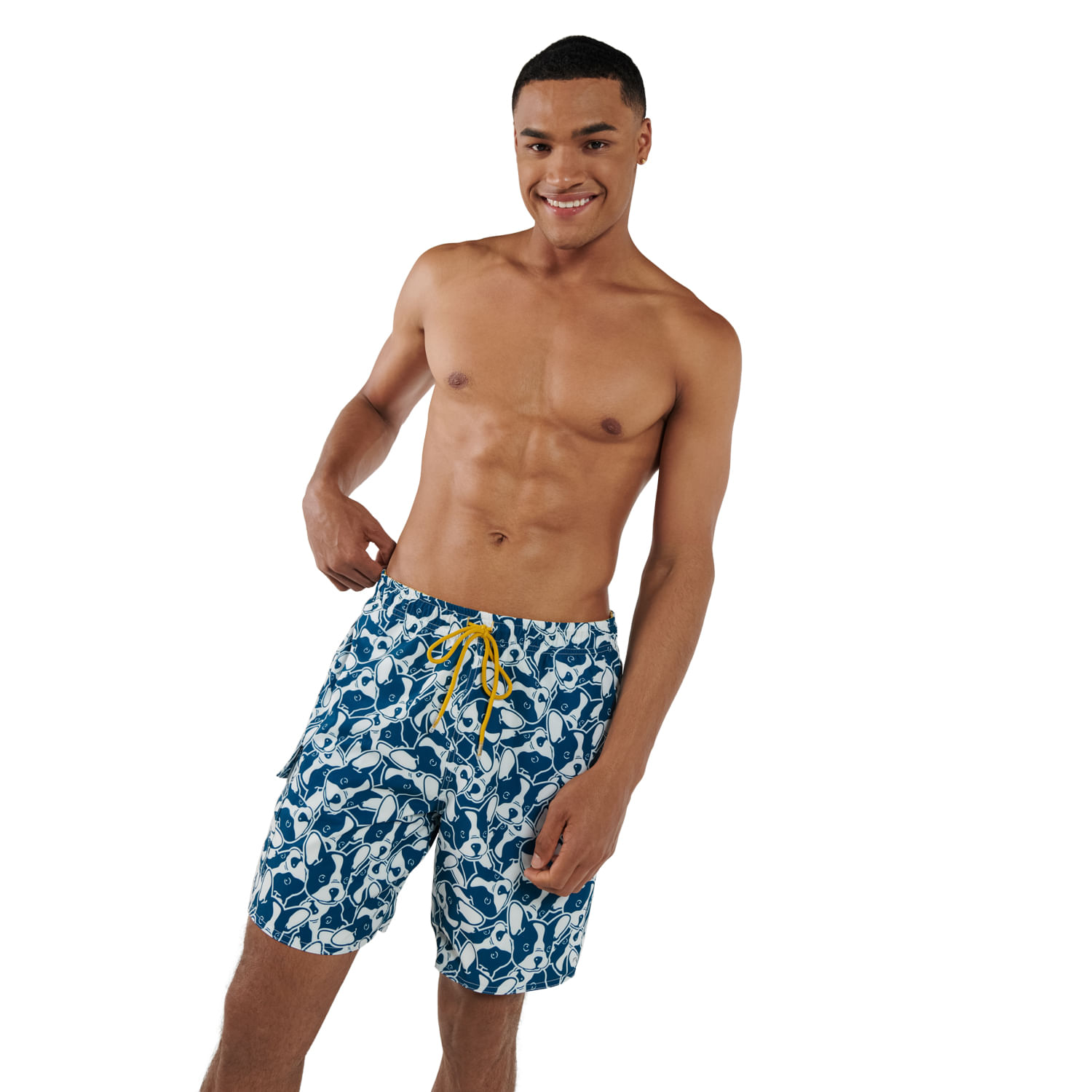 Pantaloneta Estampada Filipinas Hombre Azul