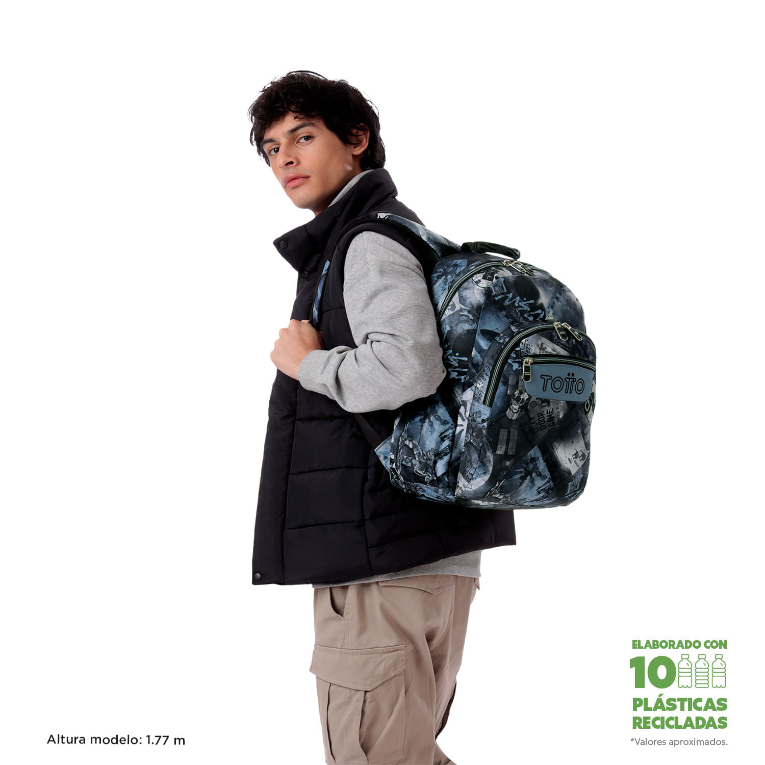 Maleta para colegio Acuareles Gris