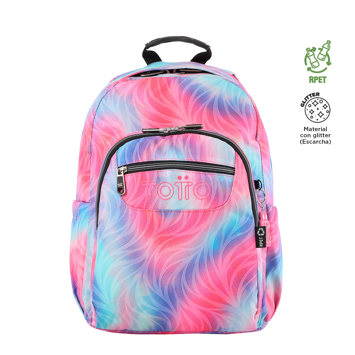 Morral mujer Acuarela Glitter L rosado escolar
