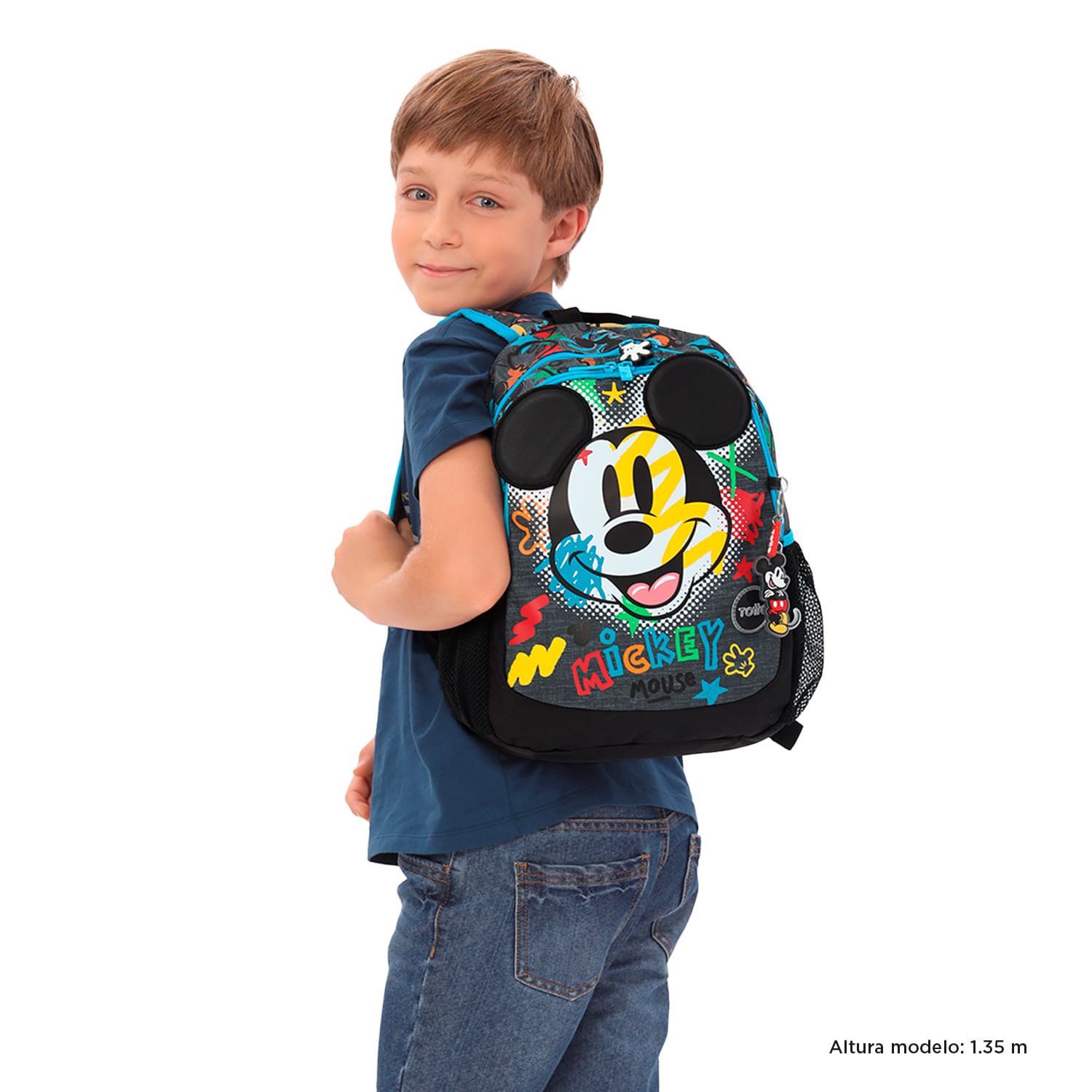 Morral Escolar para Niño Mickey Pequeño Gris