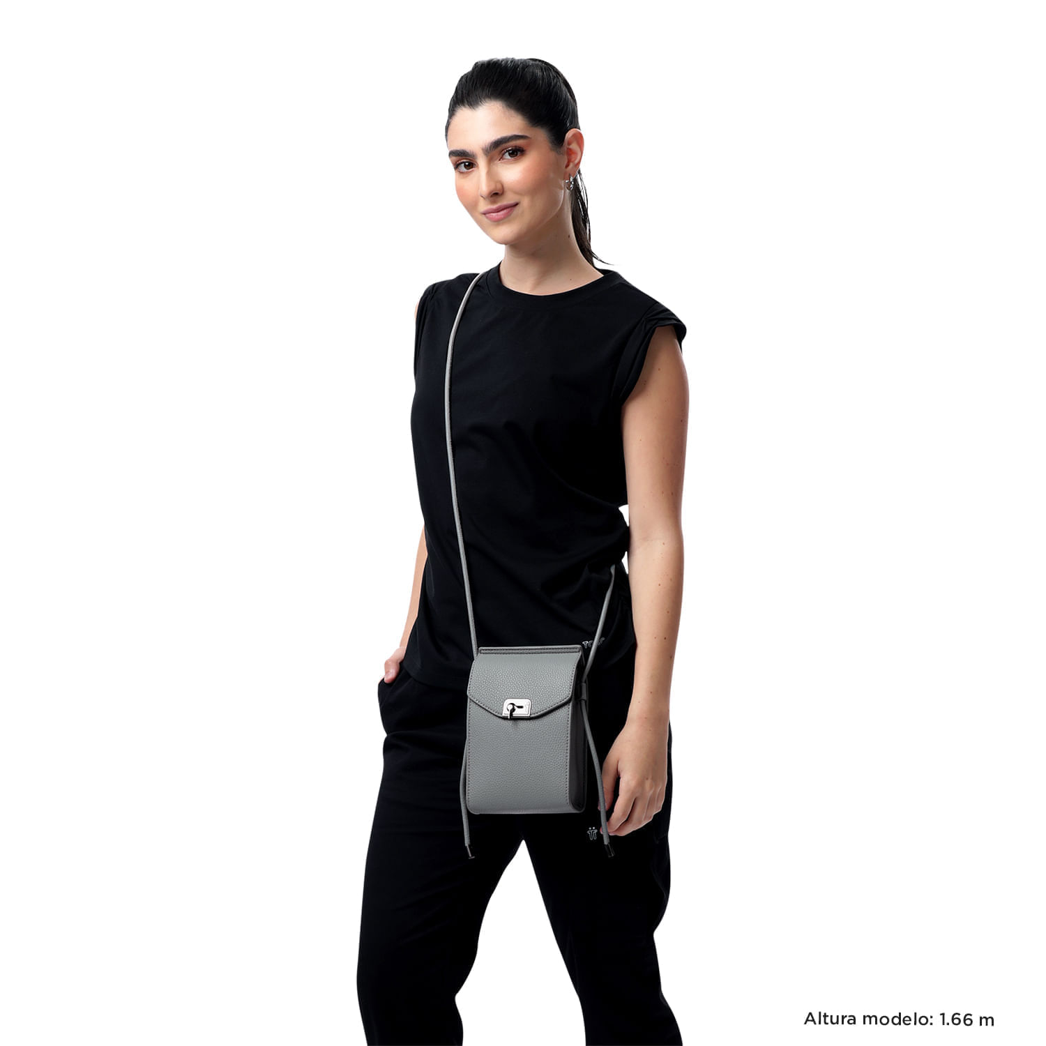 Bolso Crossbody Mujer Smooth Gris Pequeño