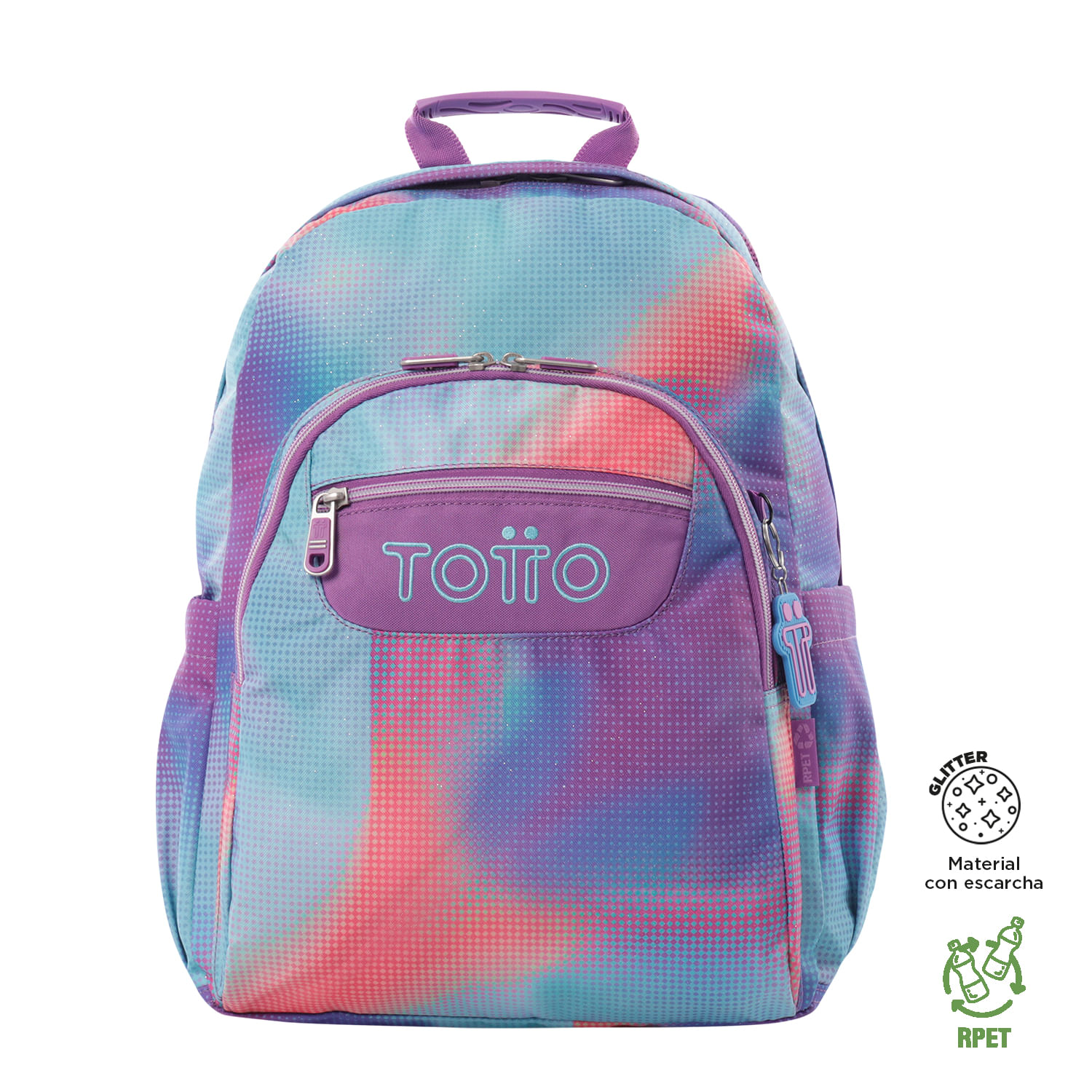 Maleta para colegio Acuarela Glitter Verde