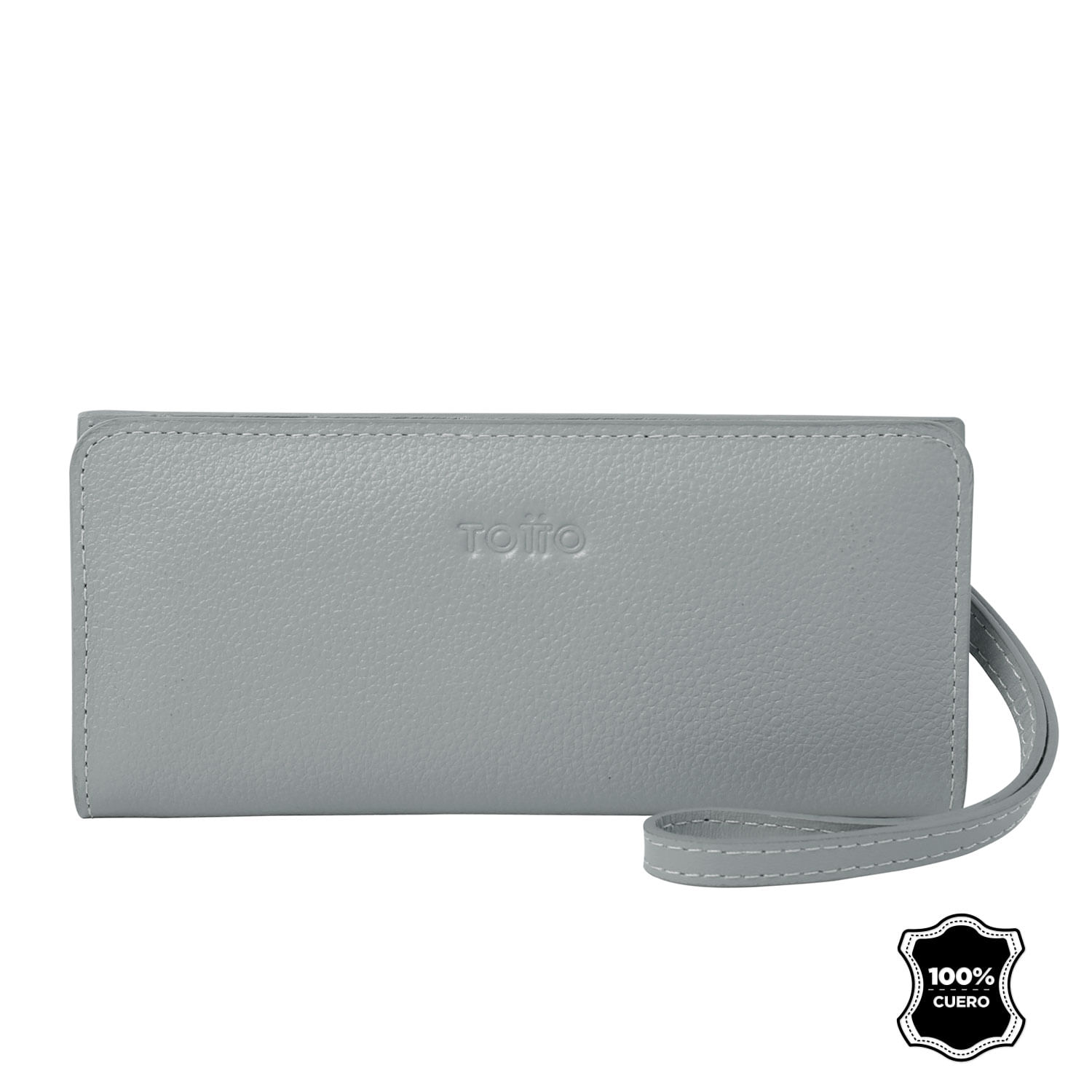 Billetera de Cuero Celia Mujer Gris grande