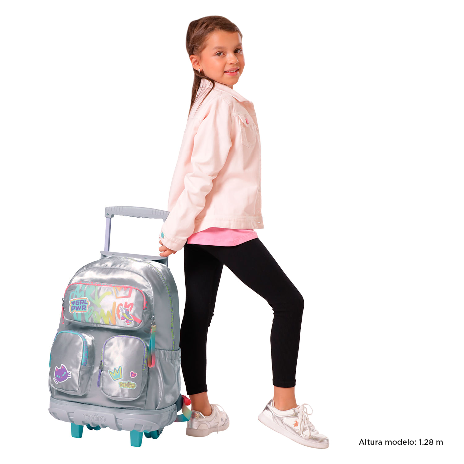 Morral con ruedas Niña Girl Power Grande Gris