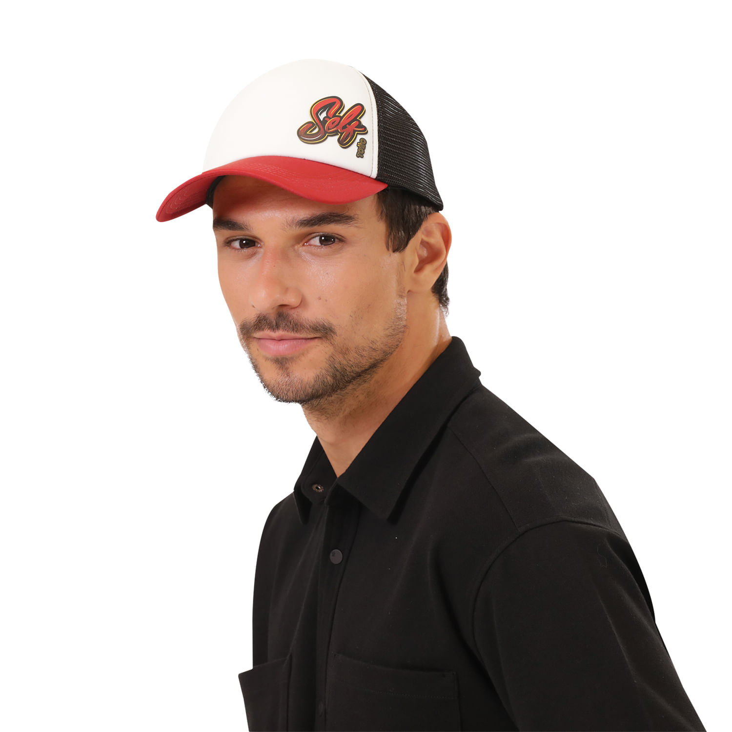Gorra Camionera para Hombre Atlasy color Blanca/Roja