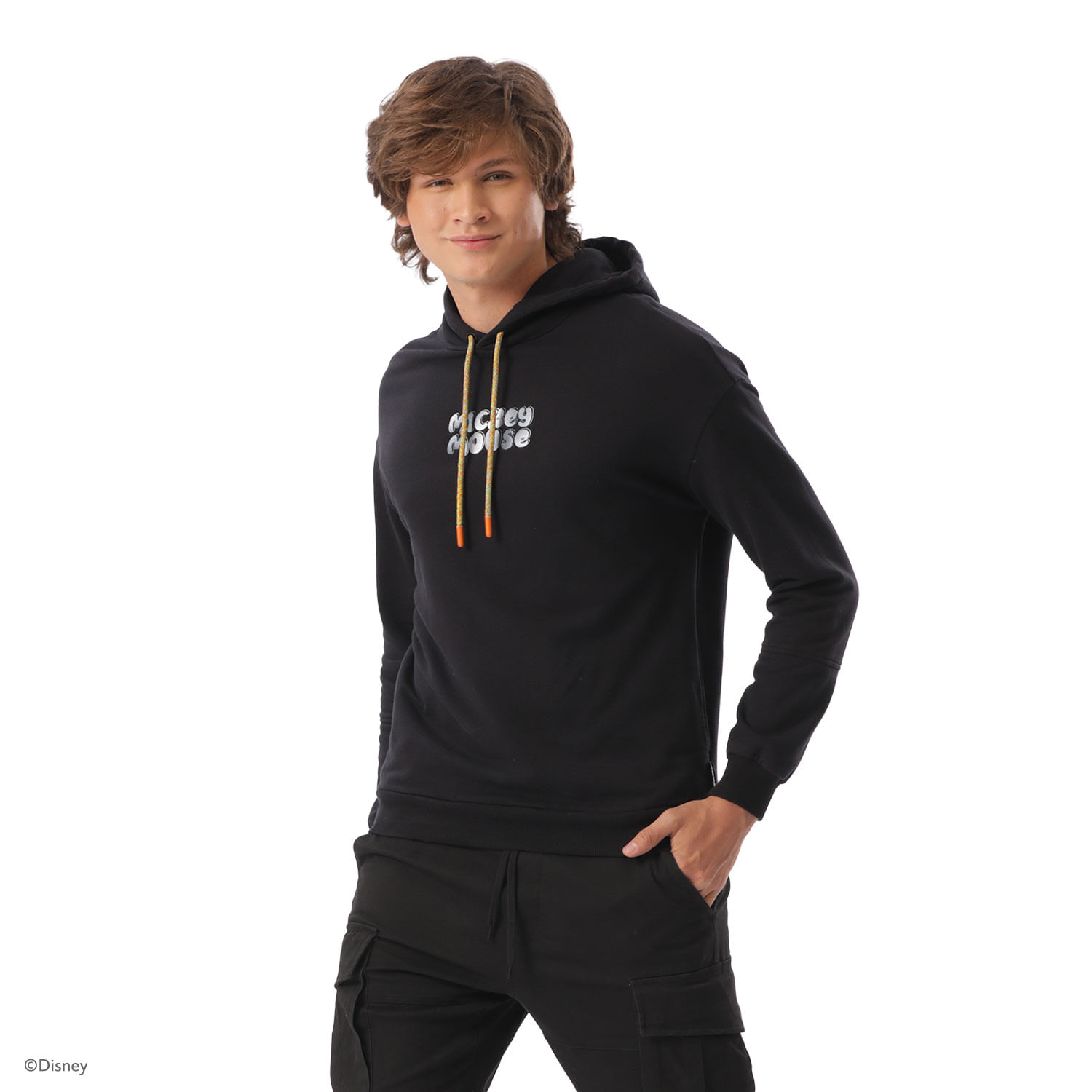 Buzo Hoodie Hombre Mickey In Real Life Sense Mirl S-M Negro