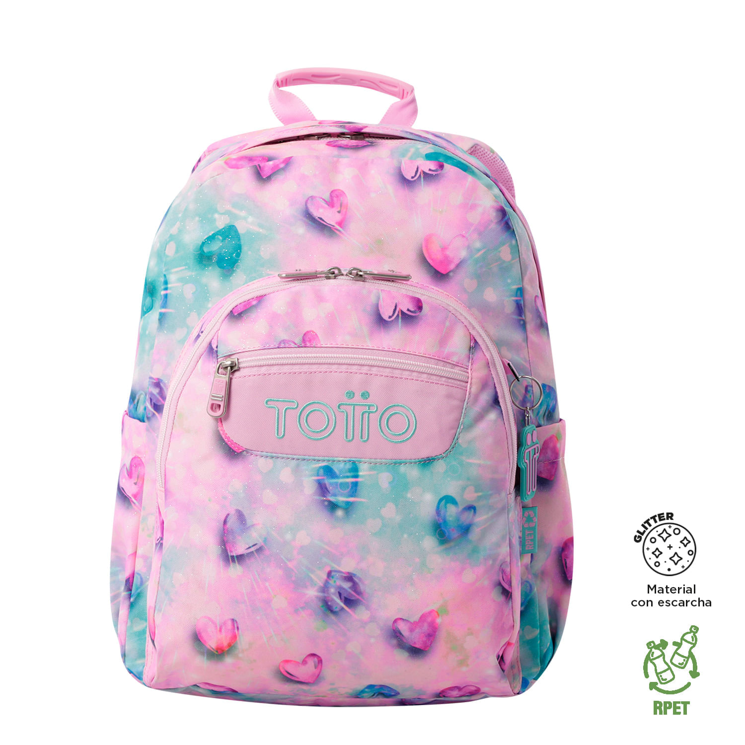 Maleta para colegio Acuarela Glitter Rosado