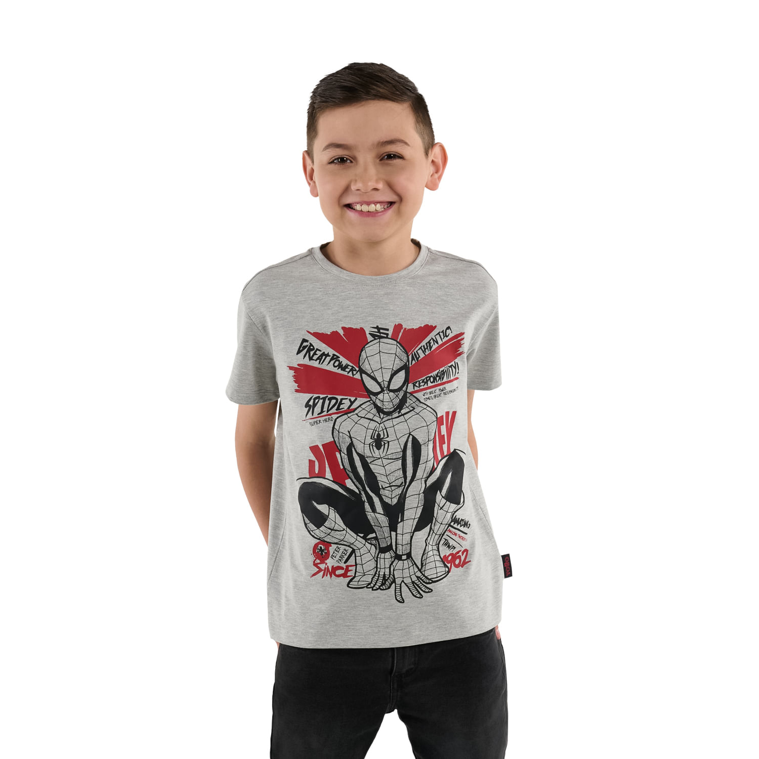 Camiseta para Niño Spiderman Amazing Gris